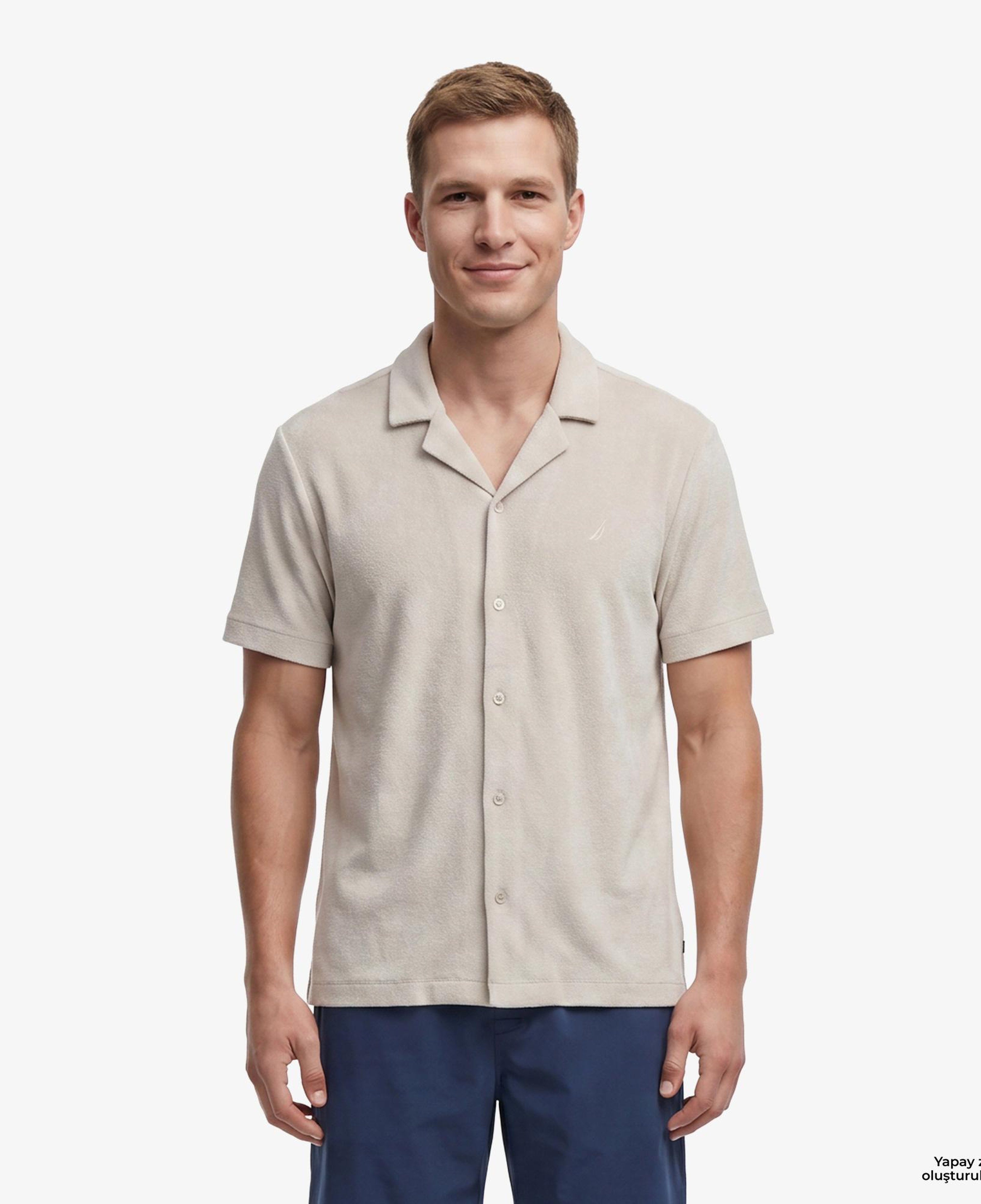 Nautica Erkek Gri Regular Fit Kısa Kollu Gömlek