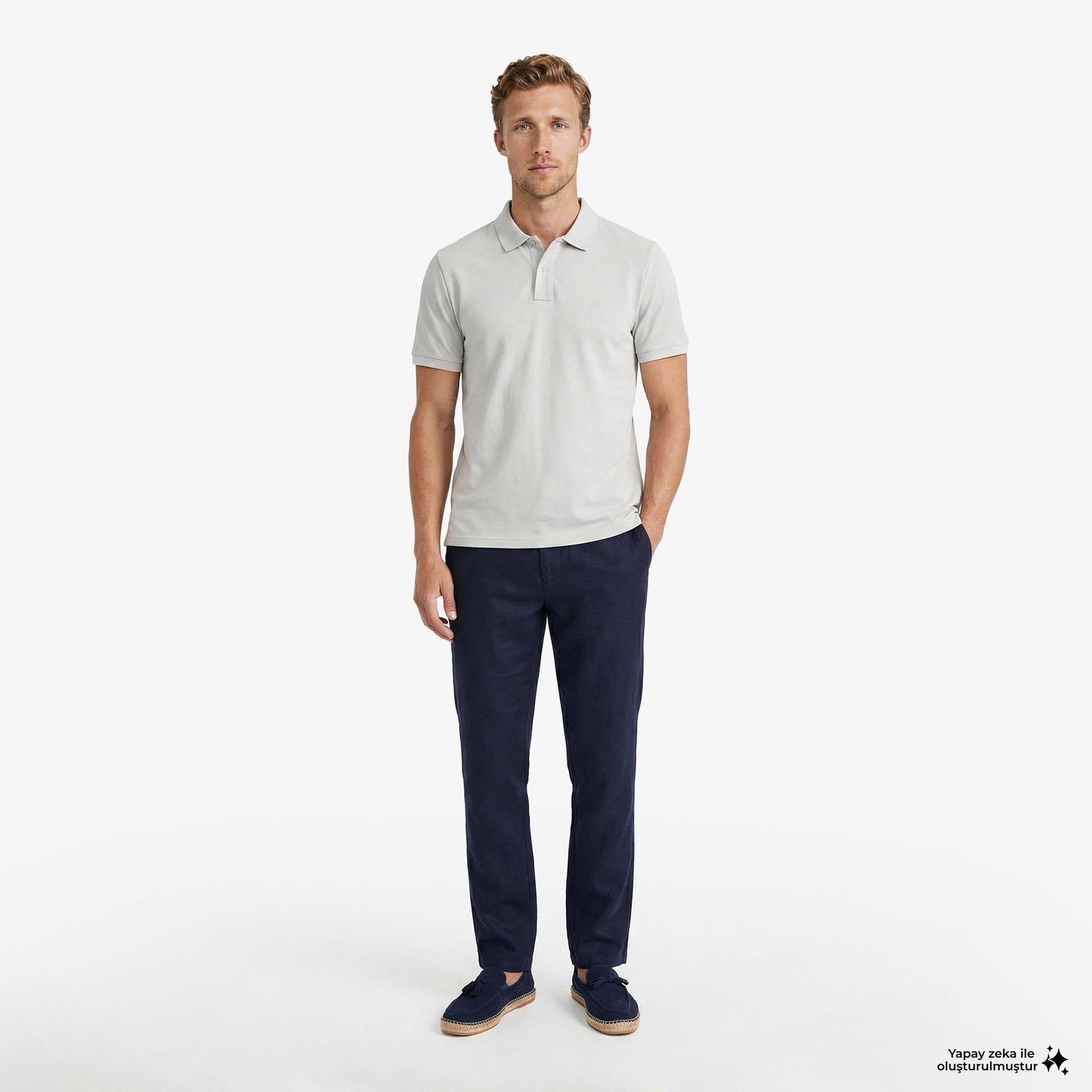 Nautica Erkek Gri Regular Fit Polo Yaka T-Shirt