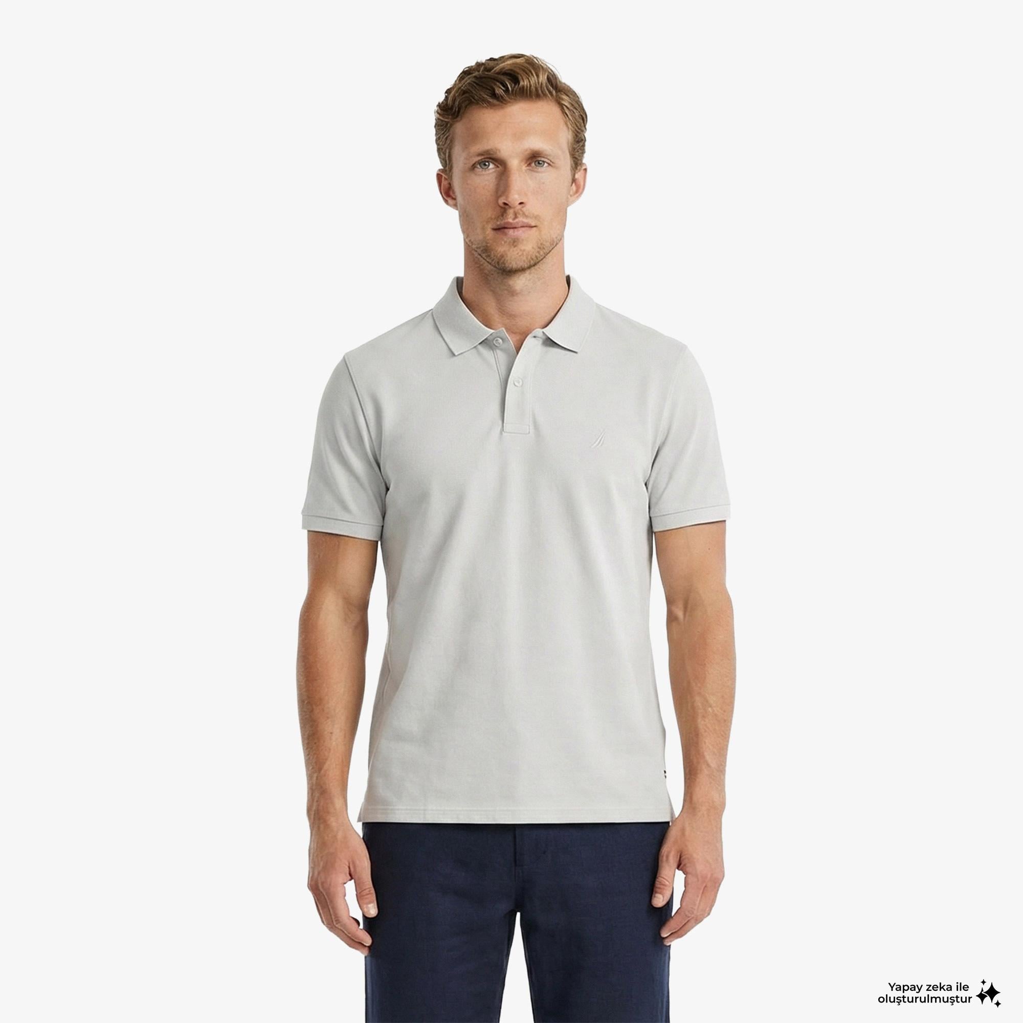 Nautica Erkek Gri Regular Fit Polo Yaka T-Shirt