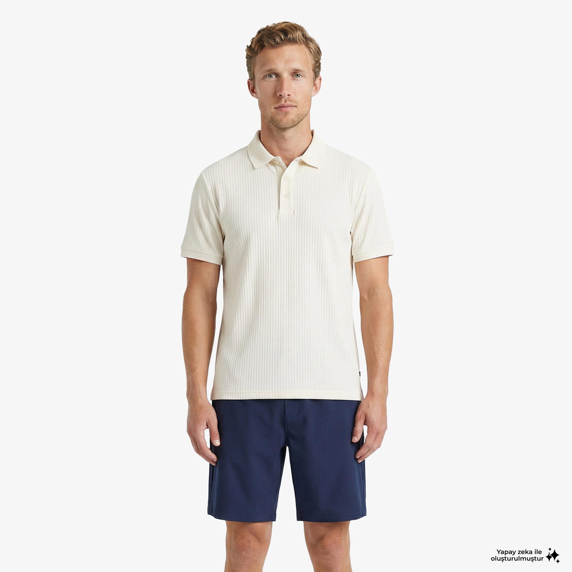Nautica Erkek Krem Regular Fit Polo Yaka T-Shirt