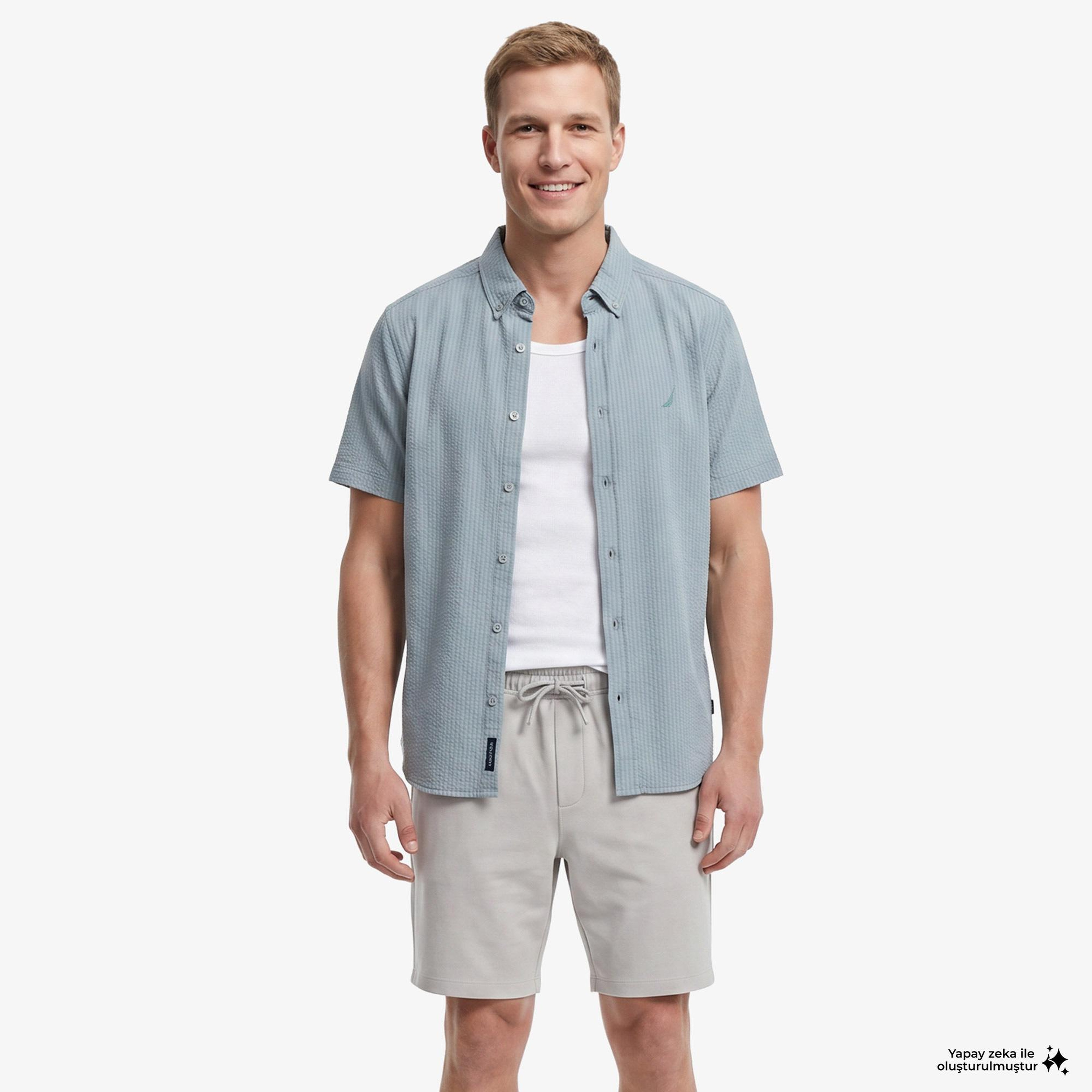 Nautica Erkek Yeşil Regular Fit Kısa Kollu Gömlek