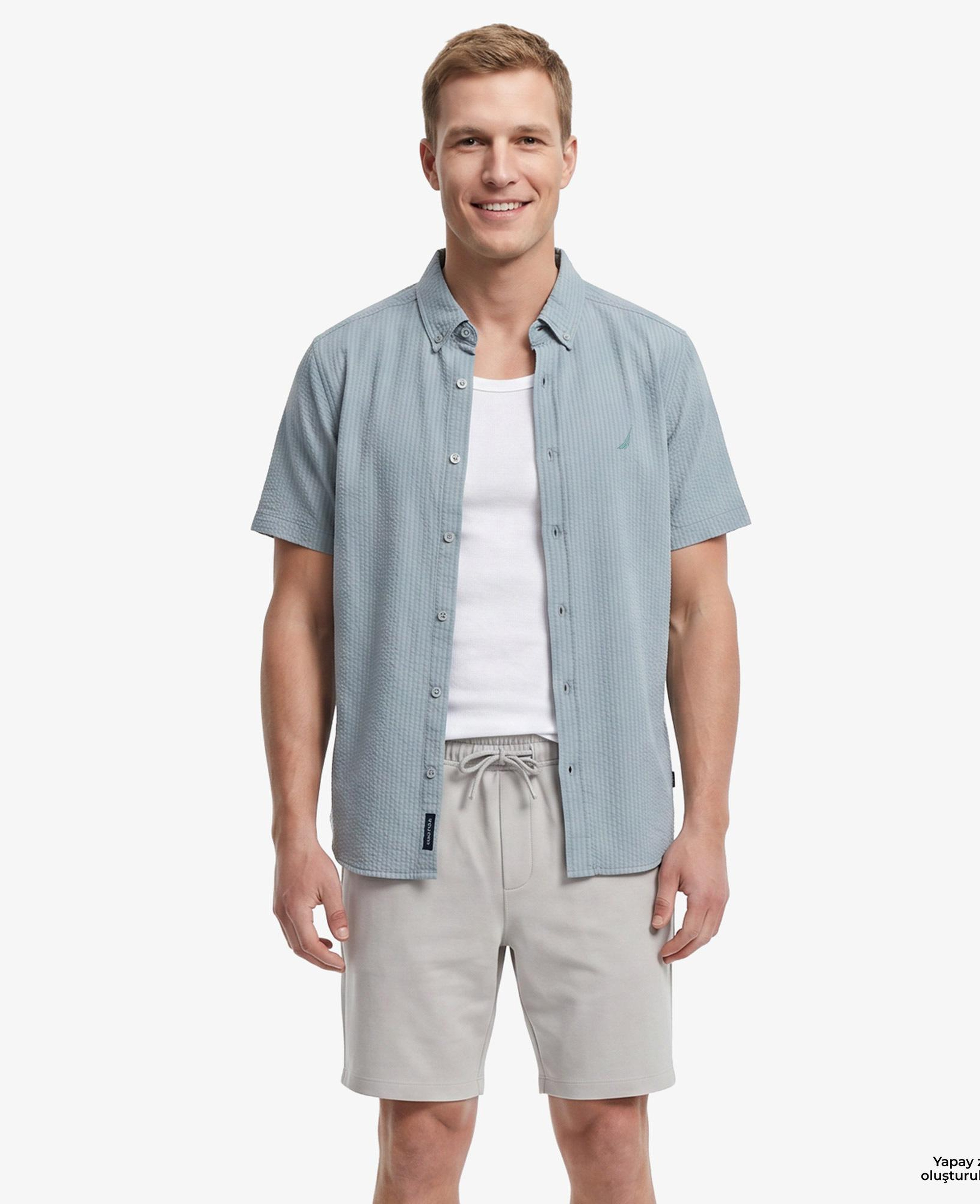 Nautica Erkek Yeşil Regular Fit Kısa Kollu Gömlek