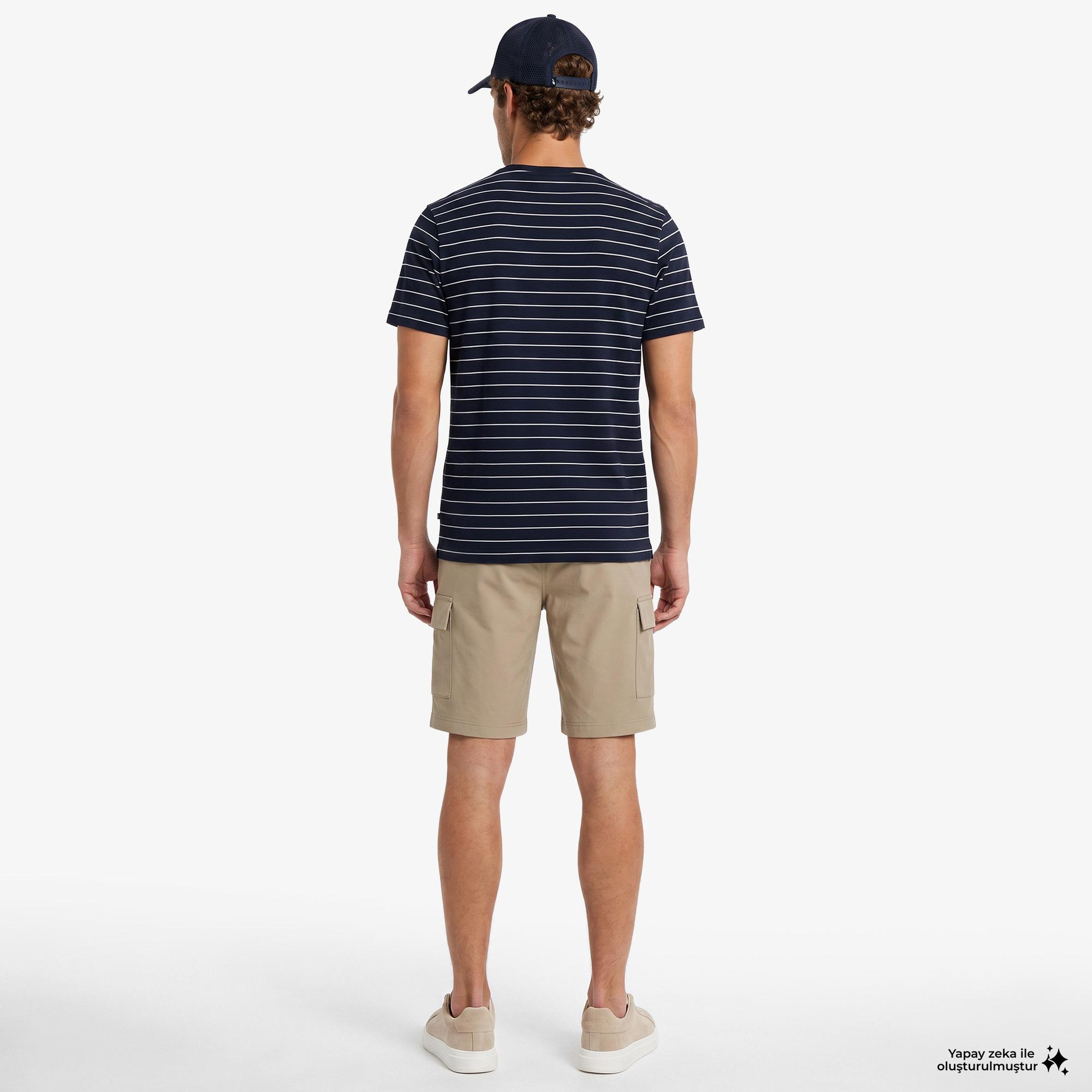 Nautica Erkek Lacivert Regular Fit Çizgili T-Shirt