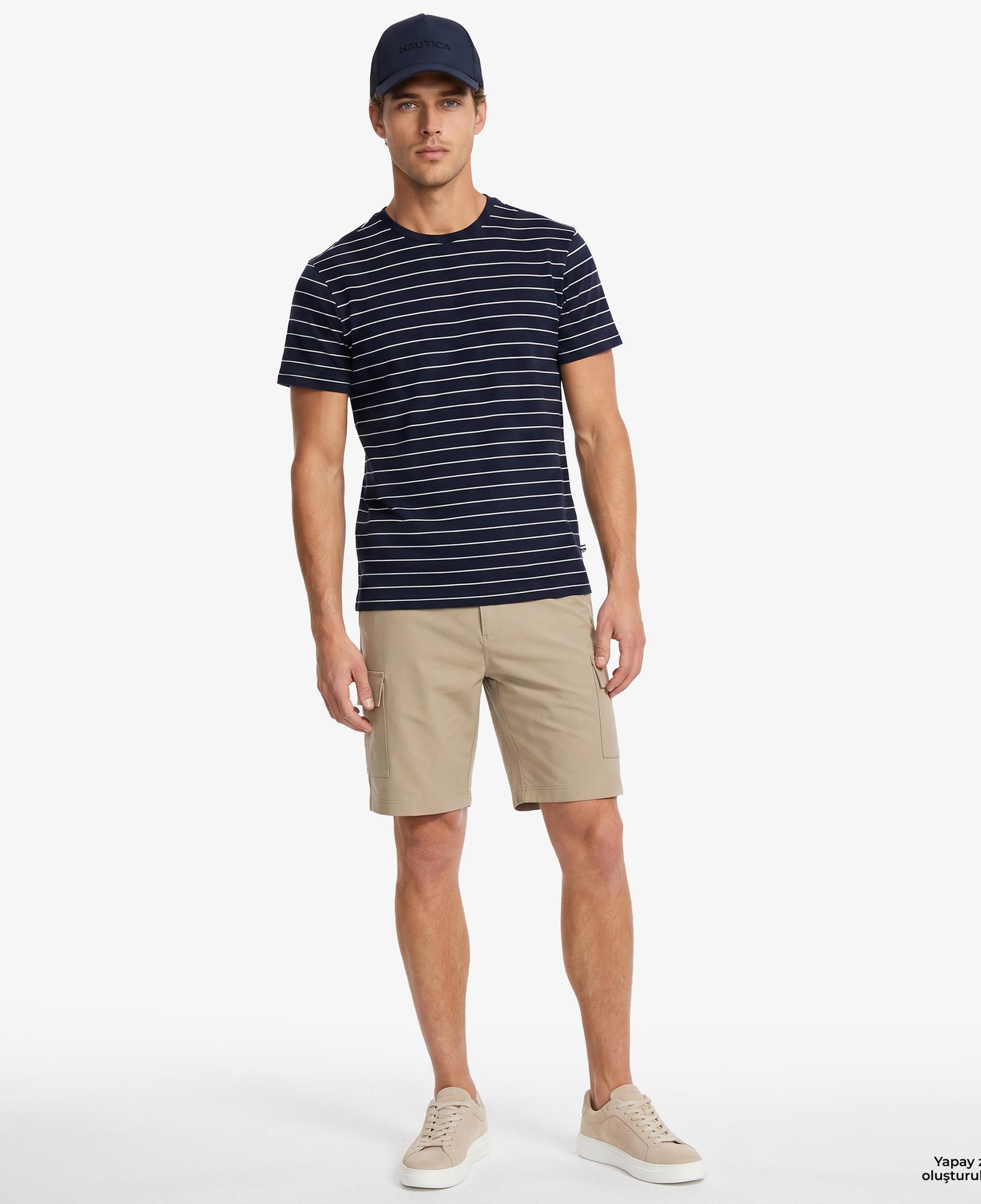 Nautica Erkek Lacivert Regular Fit Çizgili T-Shirt