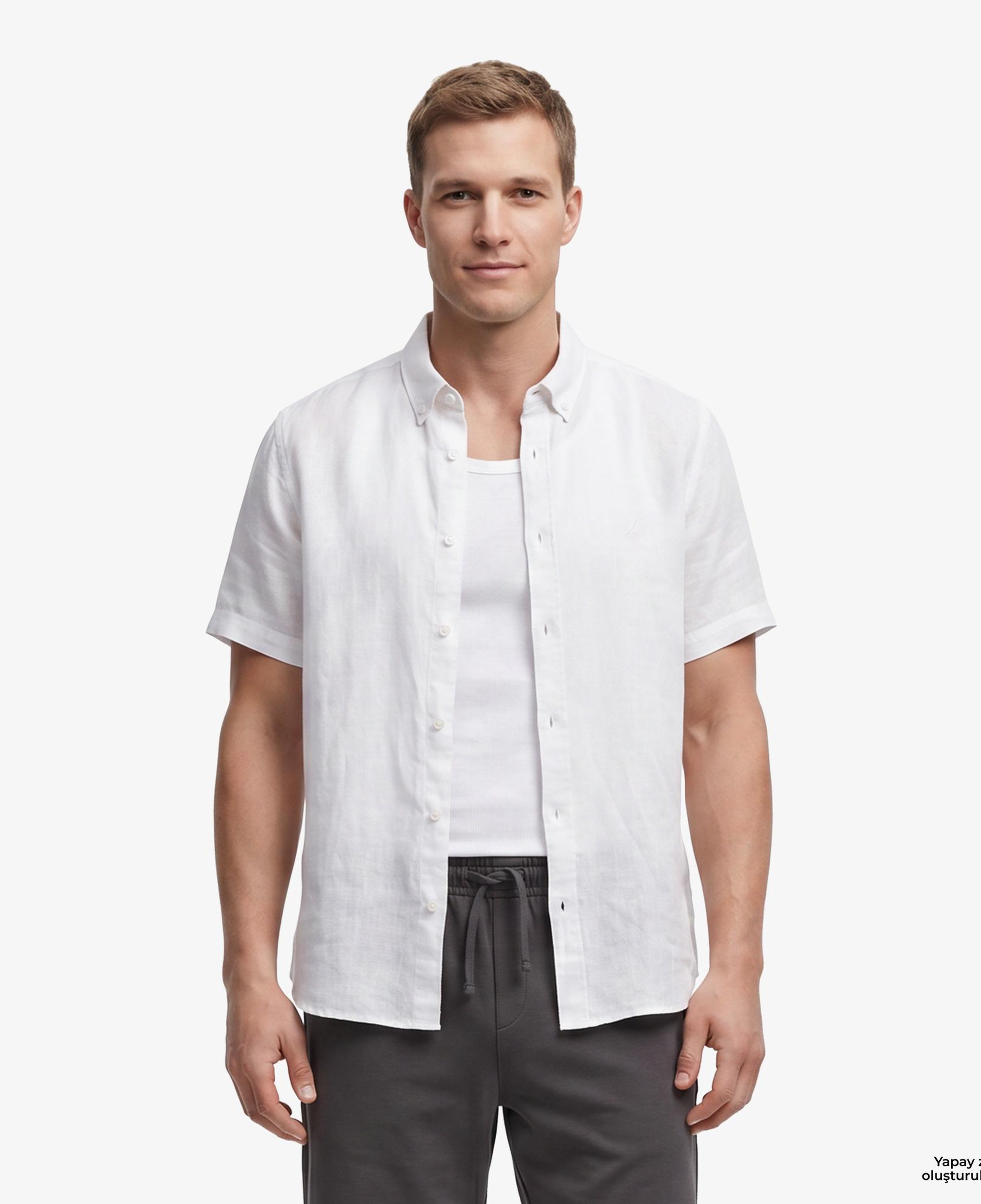 Nautica Erkek Beyaz Regular Fit Kısa Kollu Gömlek