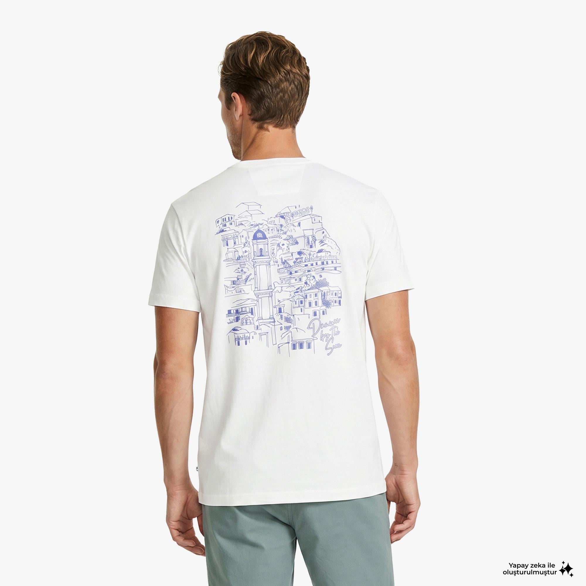 Nautica Erkek Beyaz Regular Fit Baskılı T-Shirt