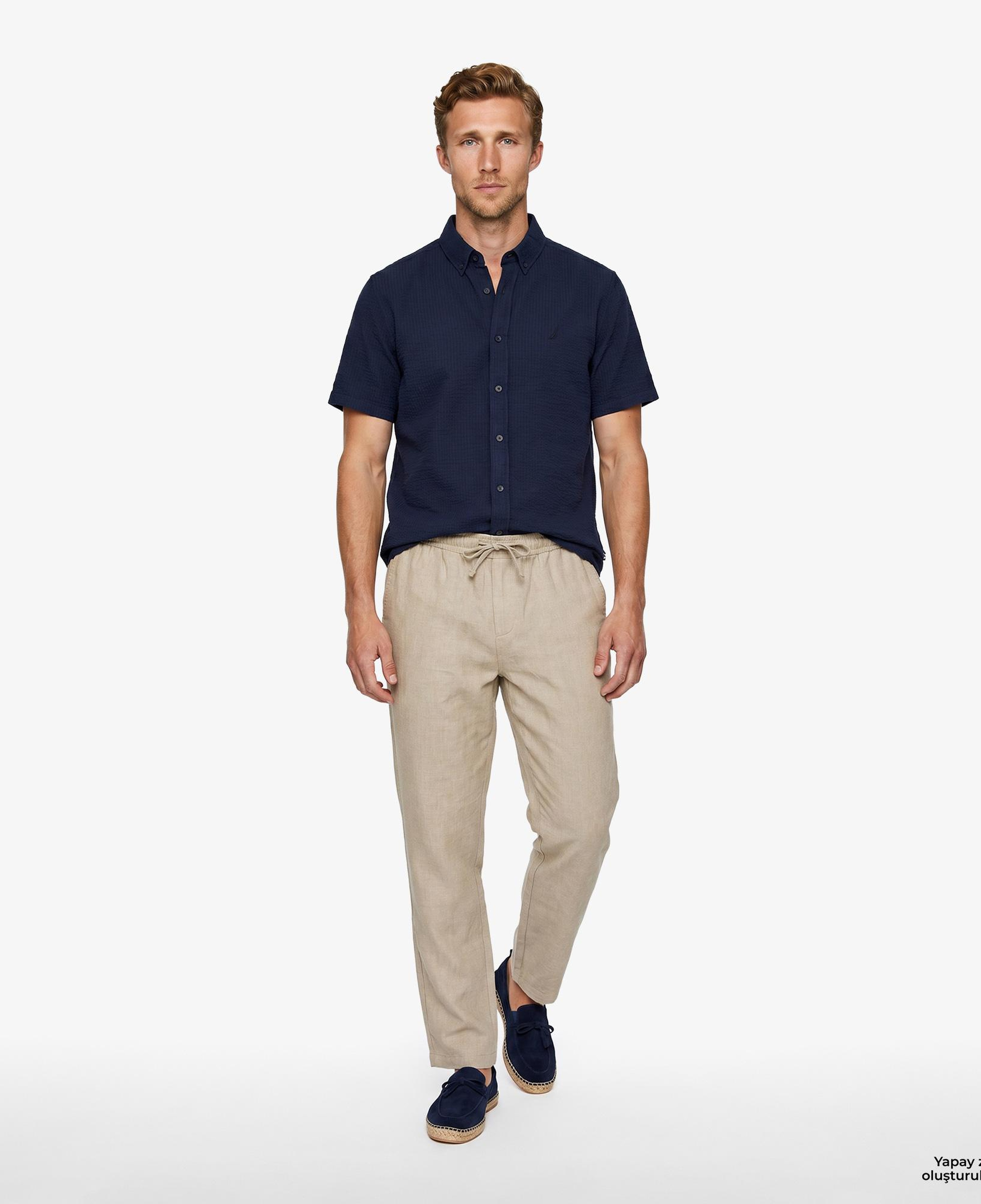 Nautica Erkek Lacivert Regular Fit Kısa Kollu Gömlek