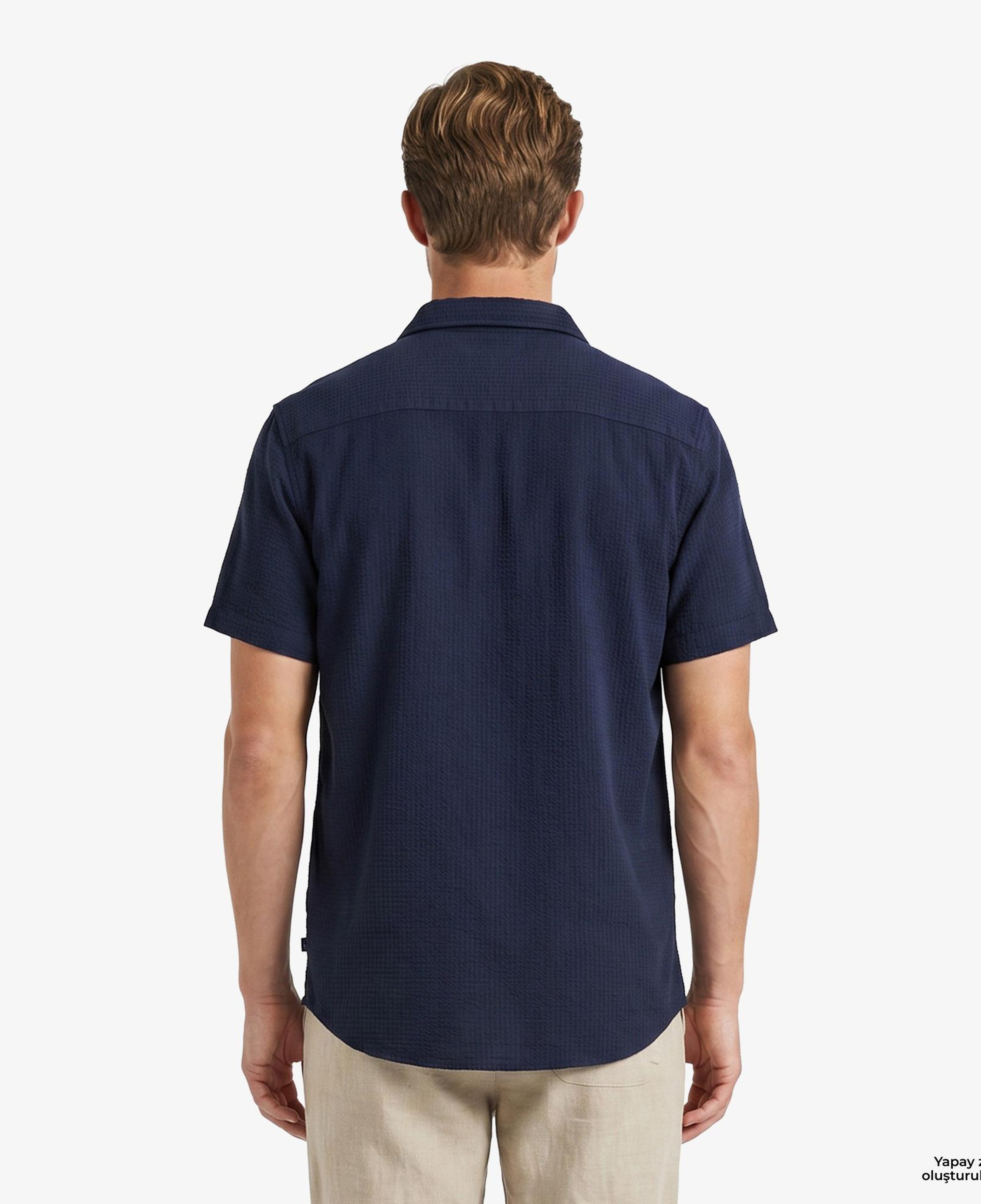 Nautica Erkek Lacivert Regular Fit Kısa Kollu Gömlek