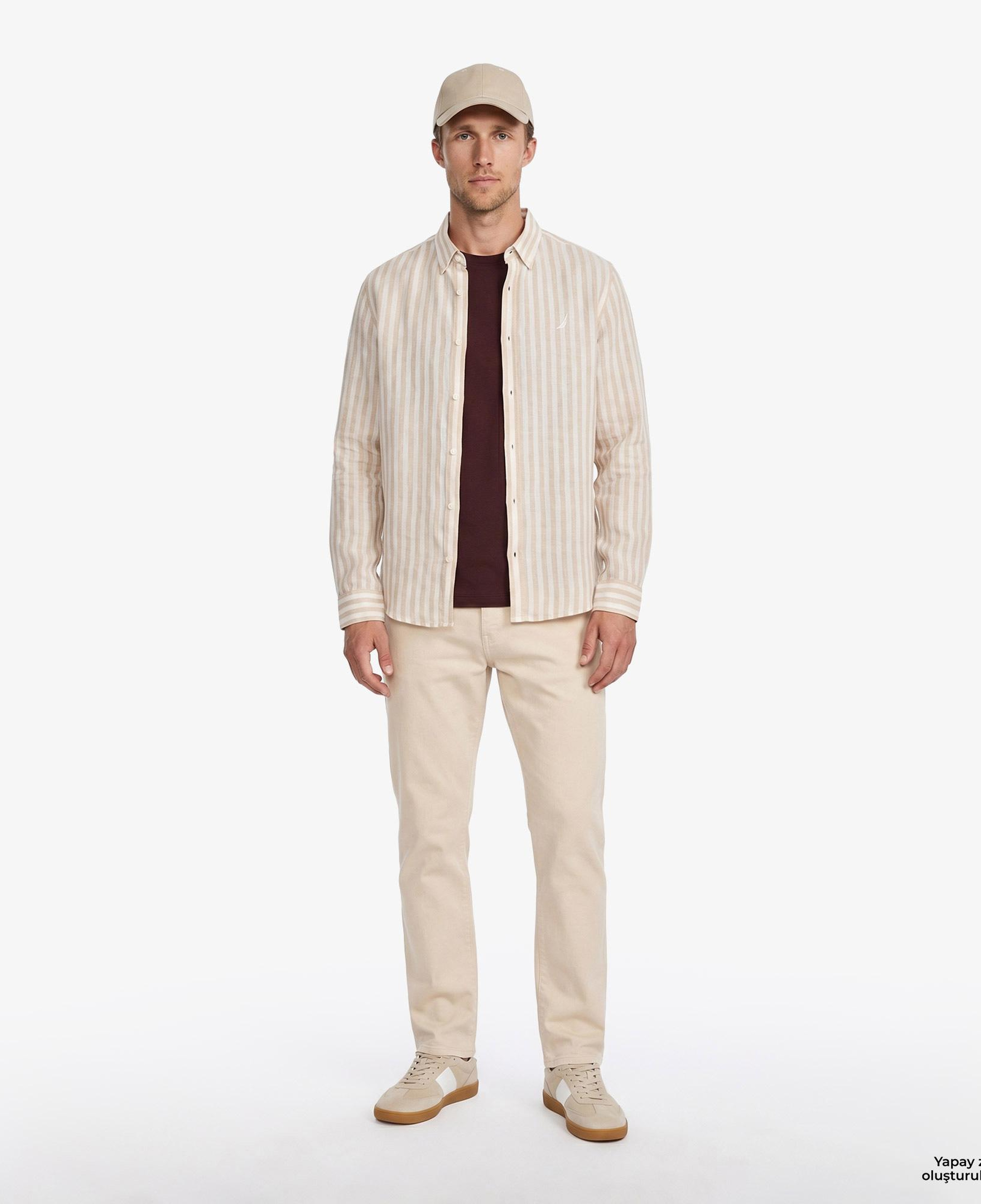 Nautica Erkek Krem Tapered Denim Pantolon