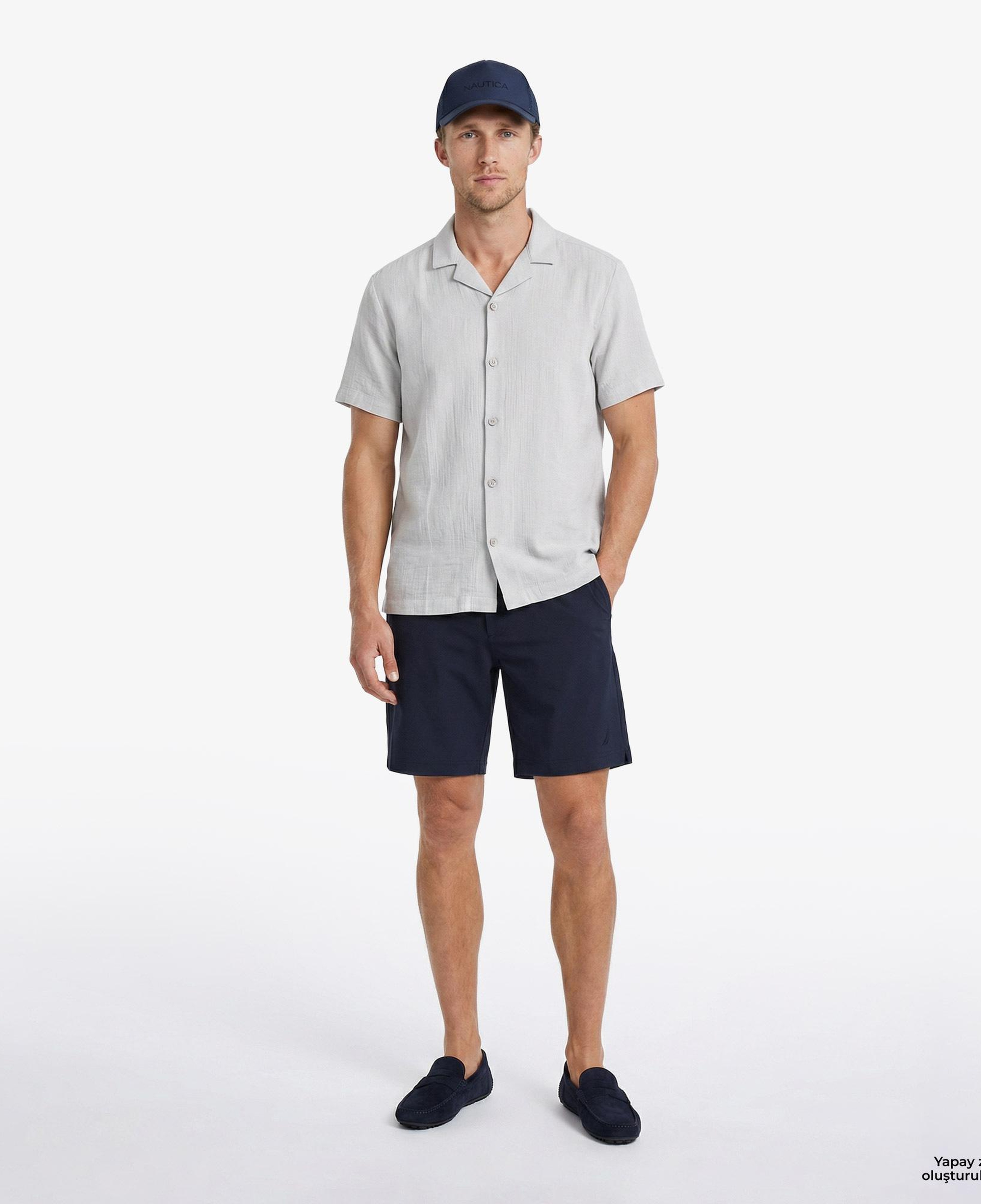 Nautica Erkek Gri Regular Fit Kısa Kollu Gömlek