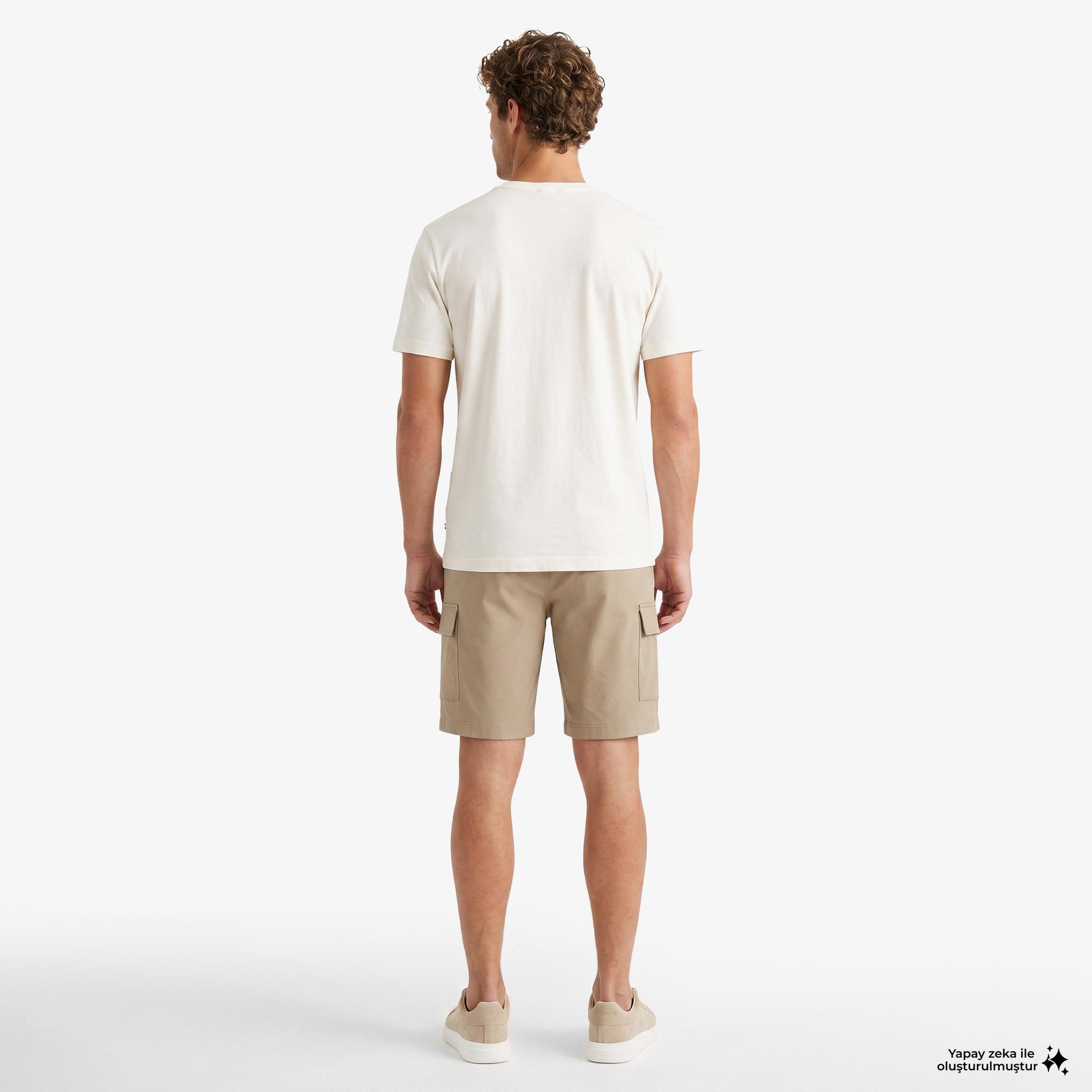Nautica Erkek Krem Regular Fit Baskılı T-Shirt