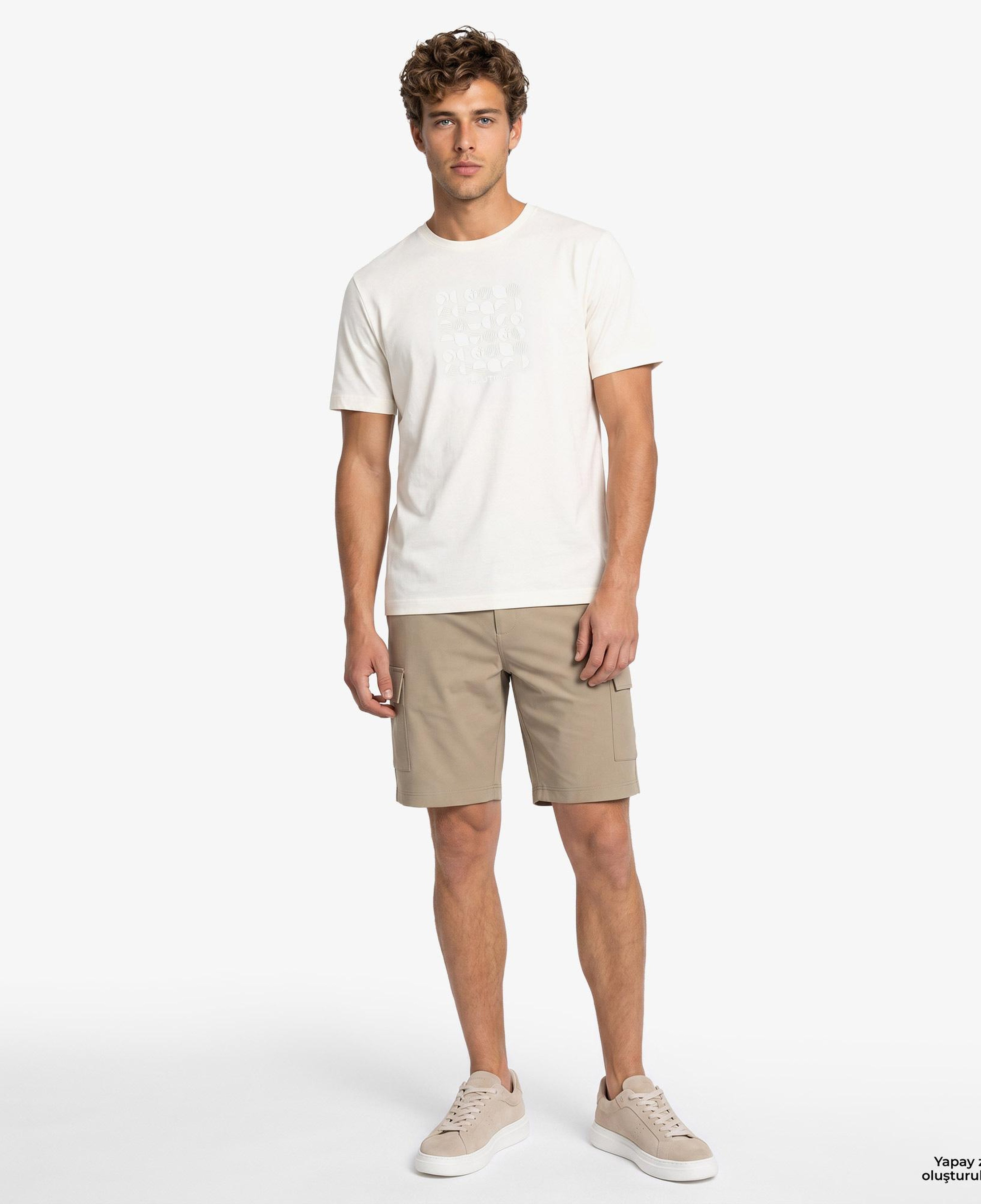 Nautica Erkek Krem Regular Fit Baskılı T-Shirt