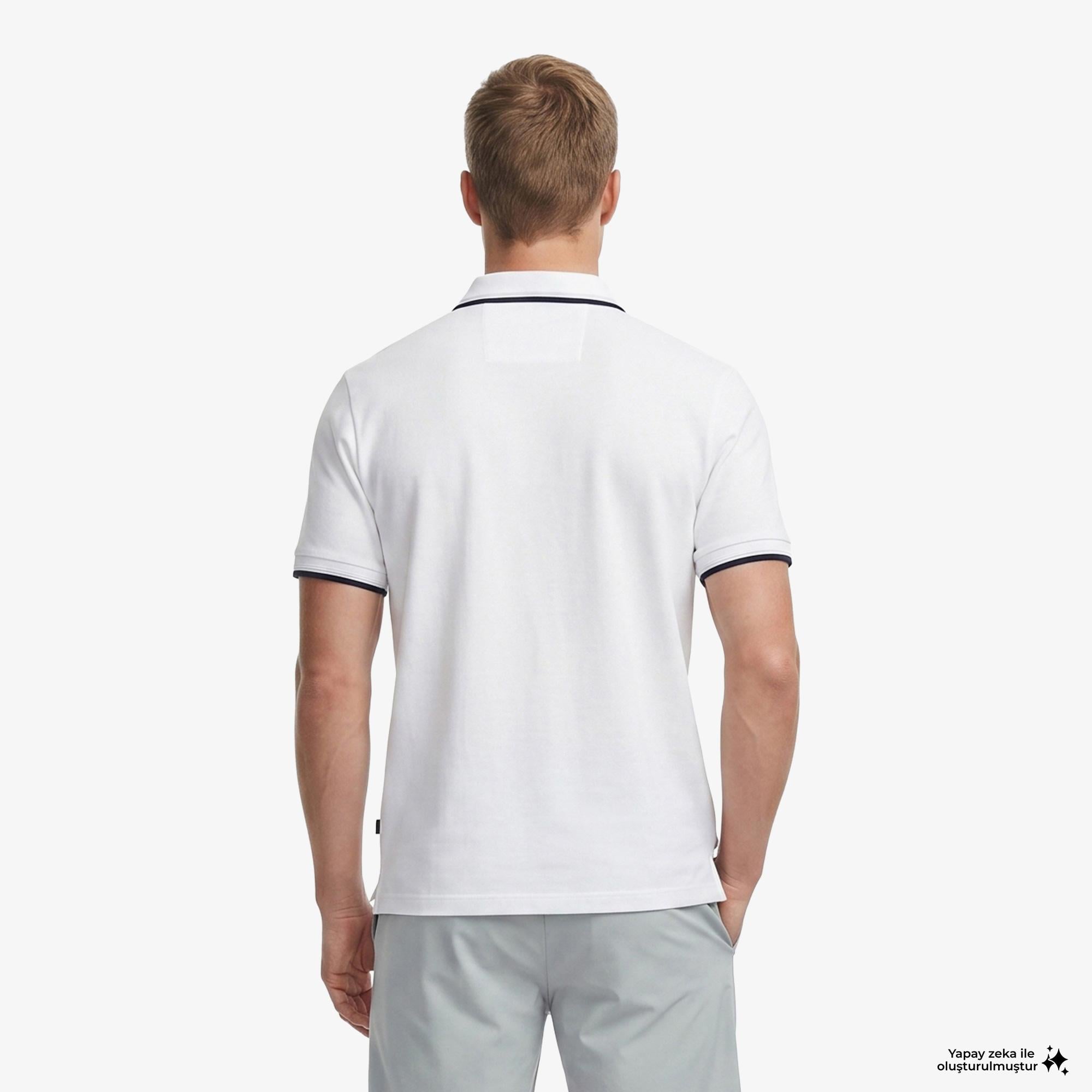 Nautica Erkek Beyaz Regular Fit Pima Cotton Polo Yaka T-Shirt
