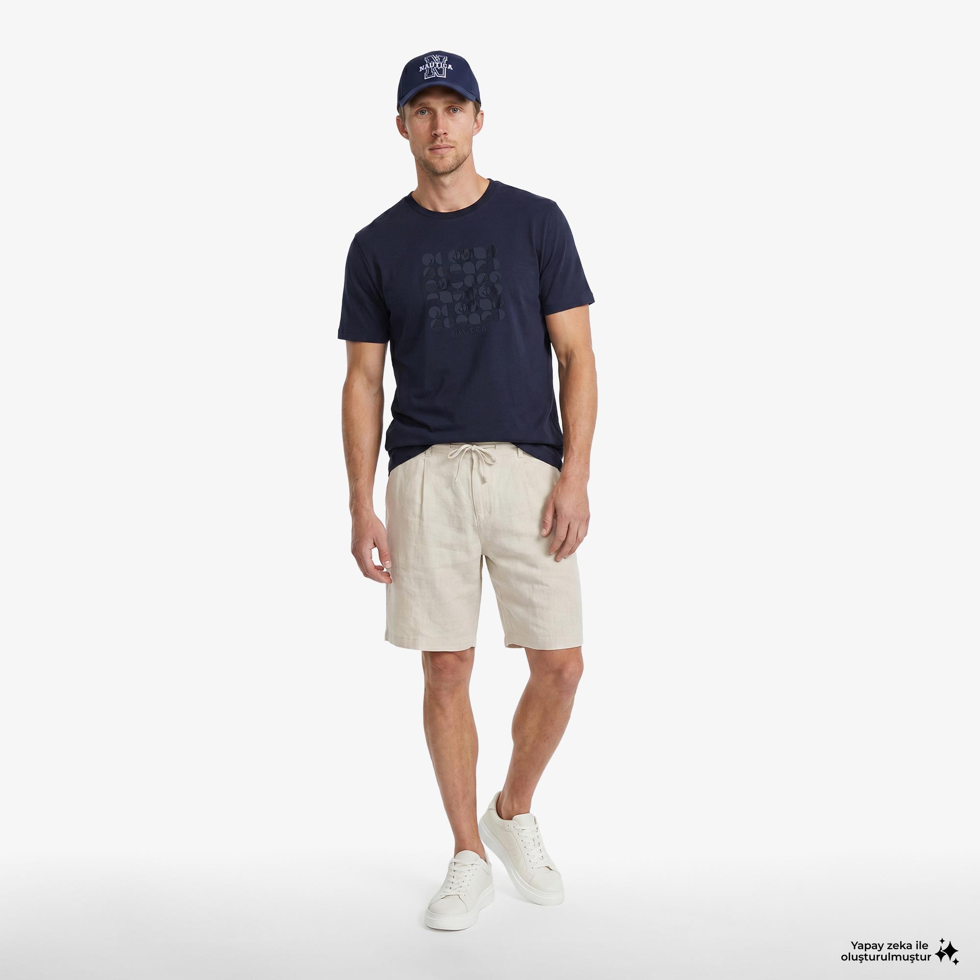 Nautica Erkek Lacivert Regular Fit Baskılı T-Shirt