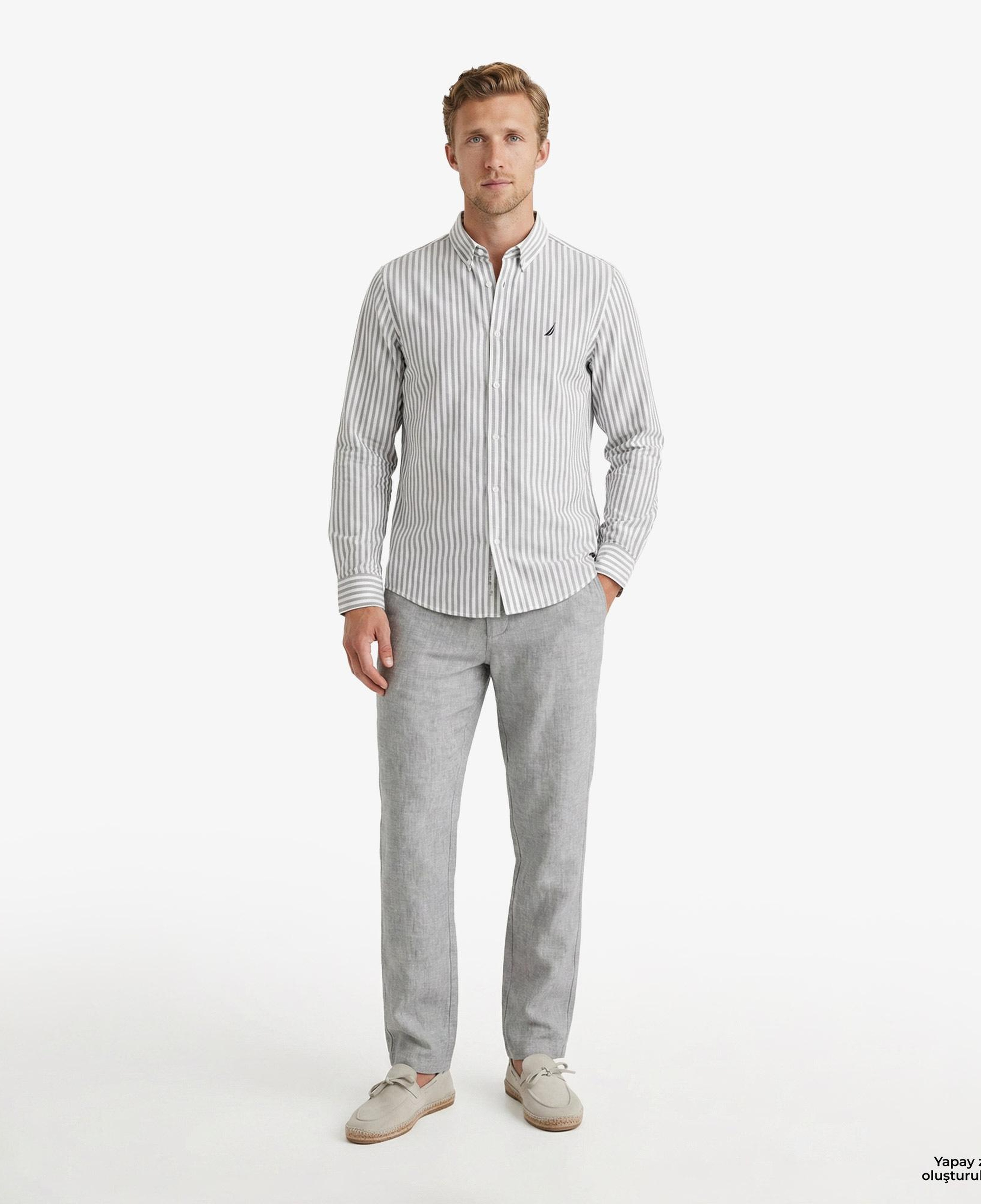 Nautica Erkek Lacivert Regular Fit Çizgili Gömlek