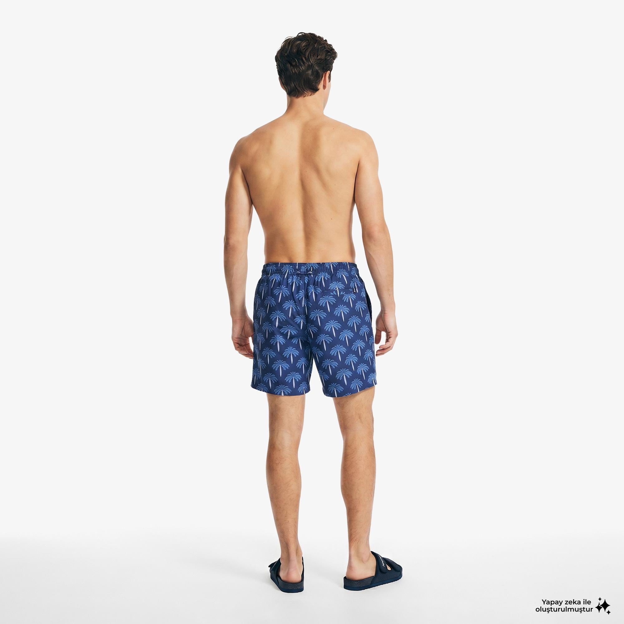 Nautica Erkek Lacivert Regular Fit Desenli Deniz Şortu