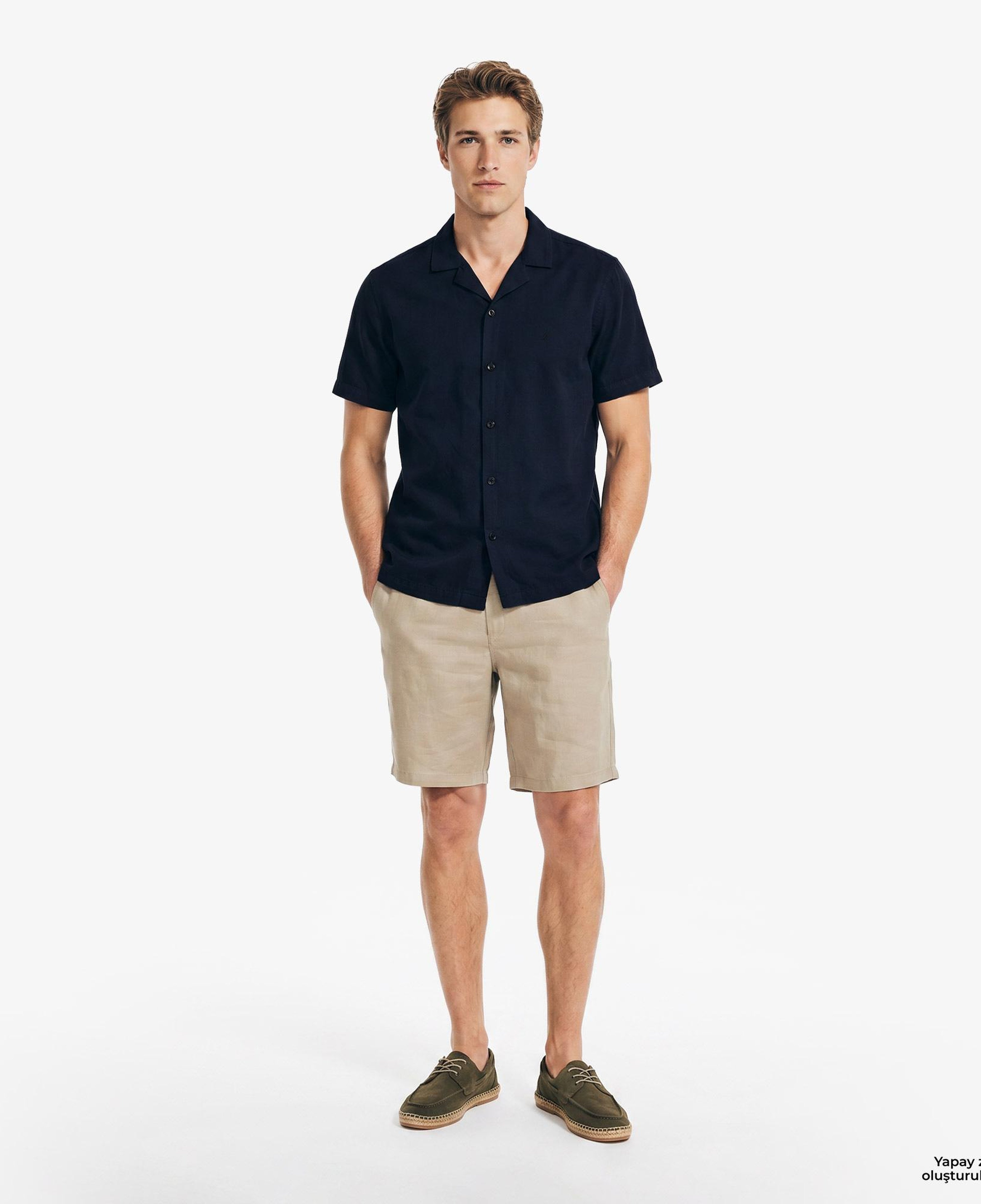Nautica Erkek Lacivert Regular Fit Kısa Kollu Gömlek