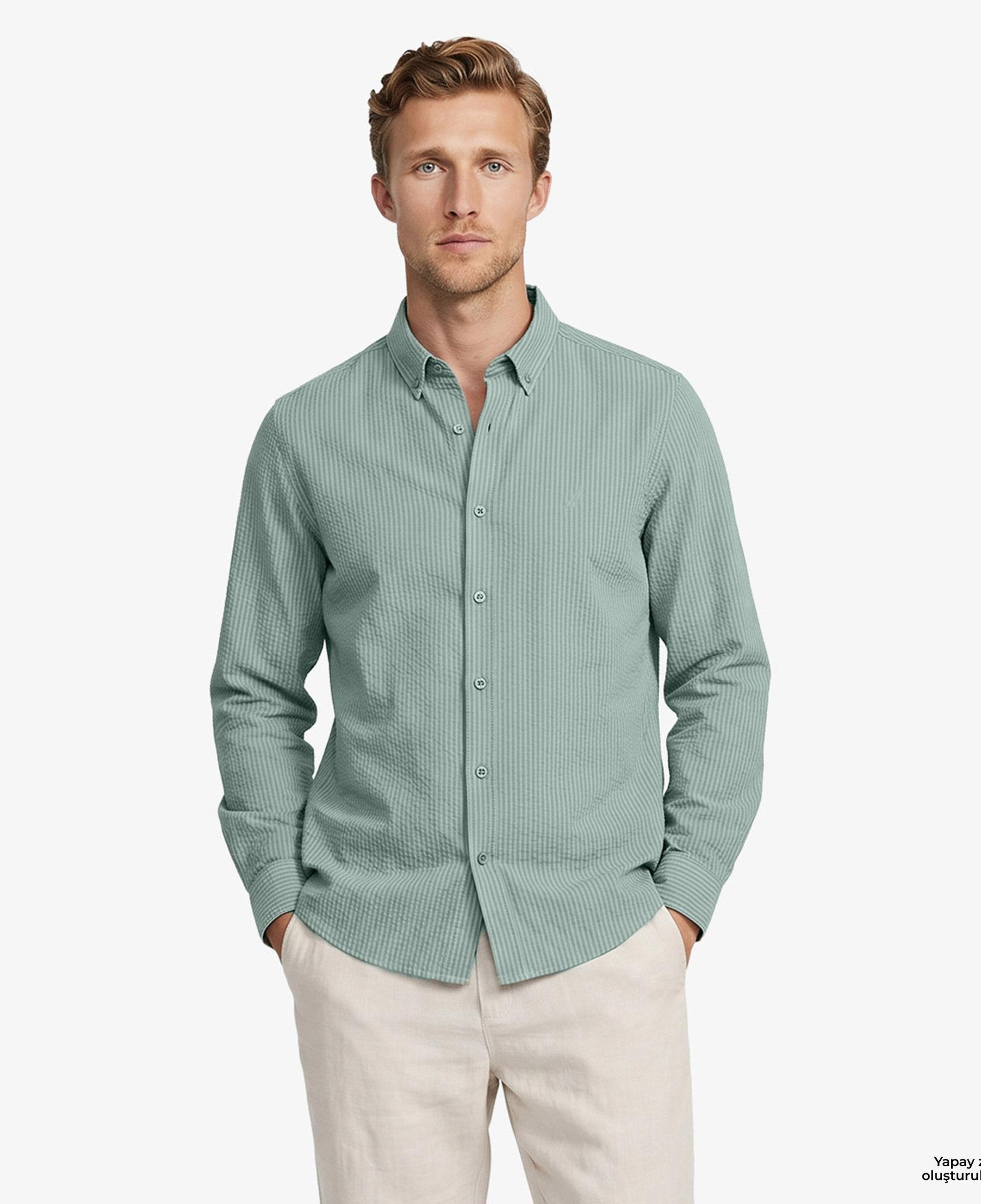 Nautica Erkek Yeşil Regular Fit Gömlek