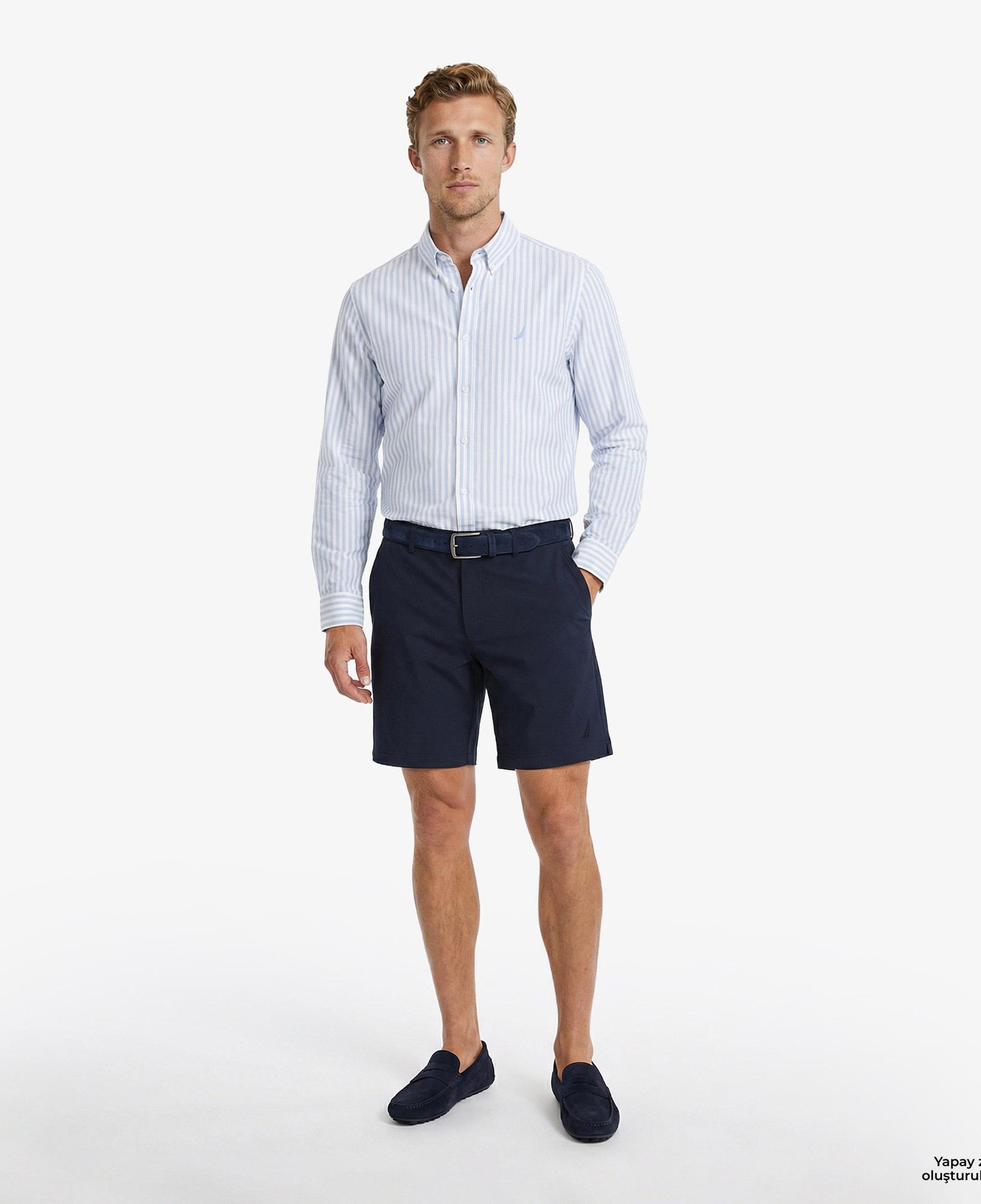 Nautica Erkek Mavi Regular Fit Çizgili Gömlek