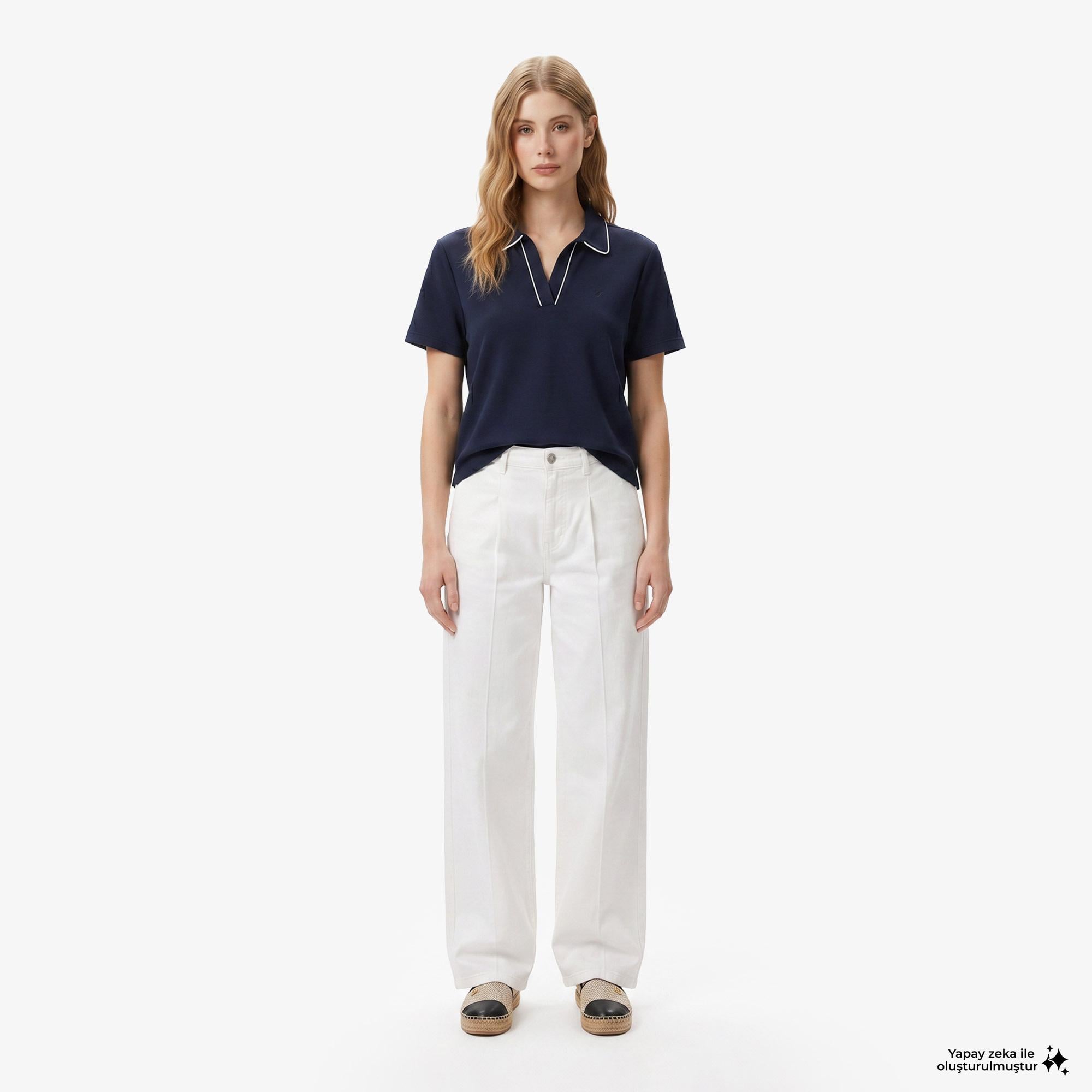 Nautica Kadın Beyaz Slim Fit İspanyol Paça Denim Pantolon