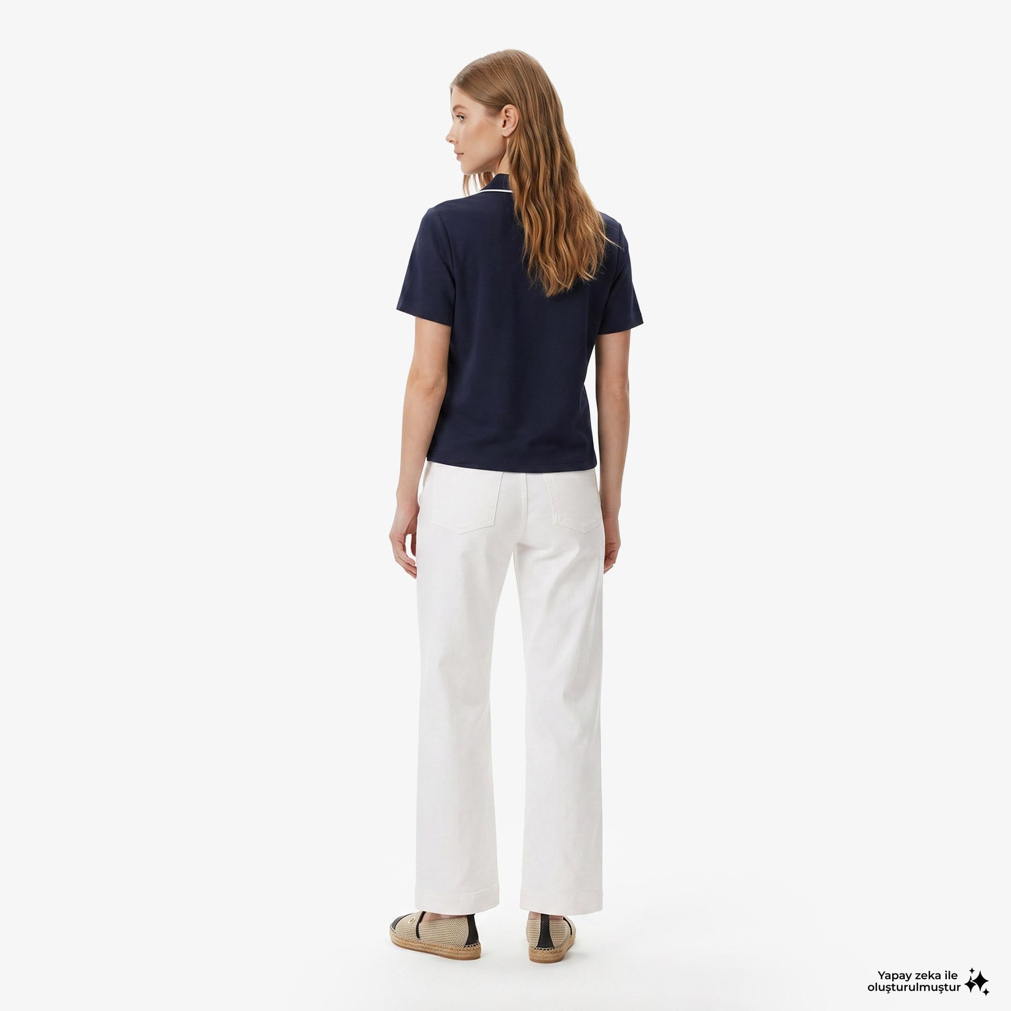 Nautica Kadın Beyaz Slim Fit İspanyol Paça Denim Pantolon