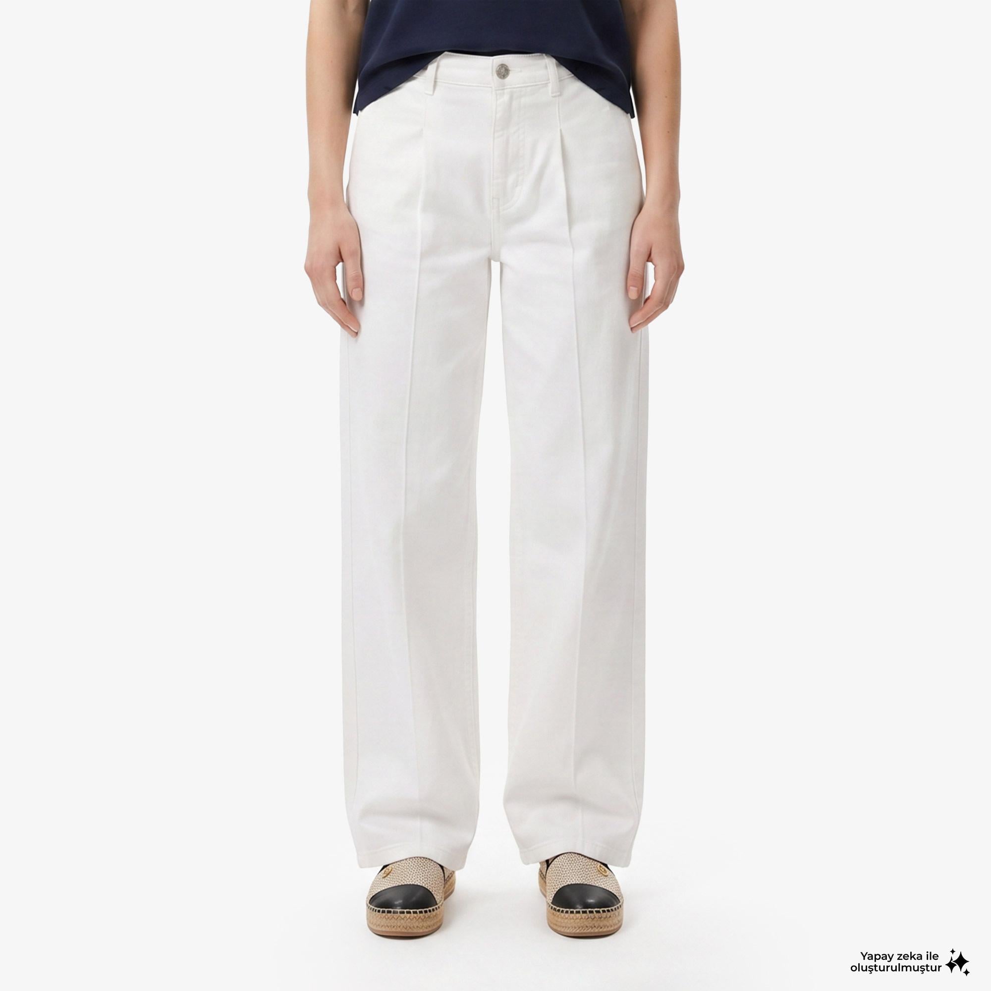 Nautica Kadın Beyaz Slim Fit İspanyol Paça Denim Pantolon