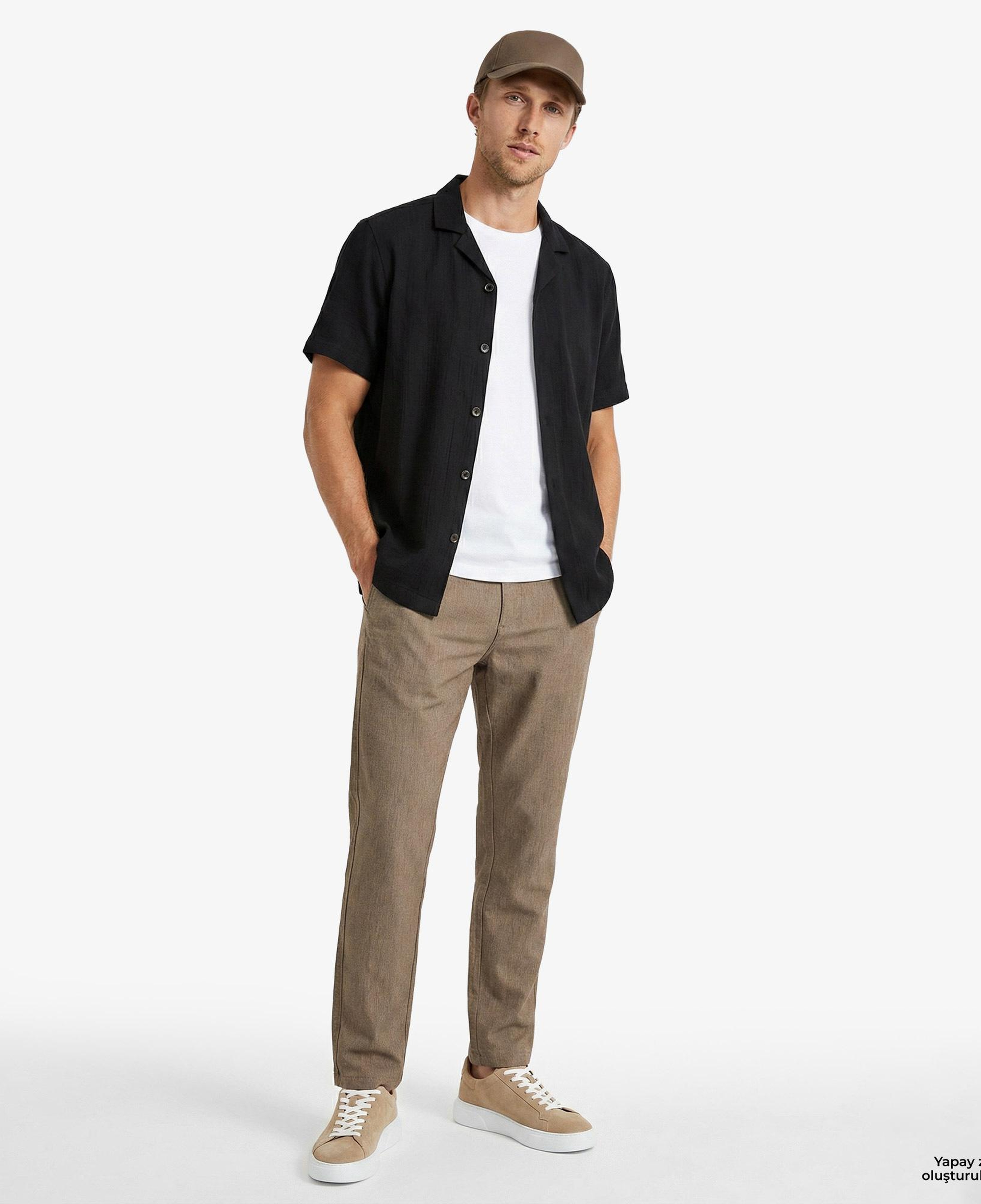 Nautica Erkek Siyah Regular Fit Kısa Kollu Gömlek