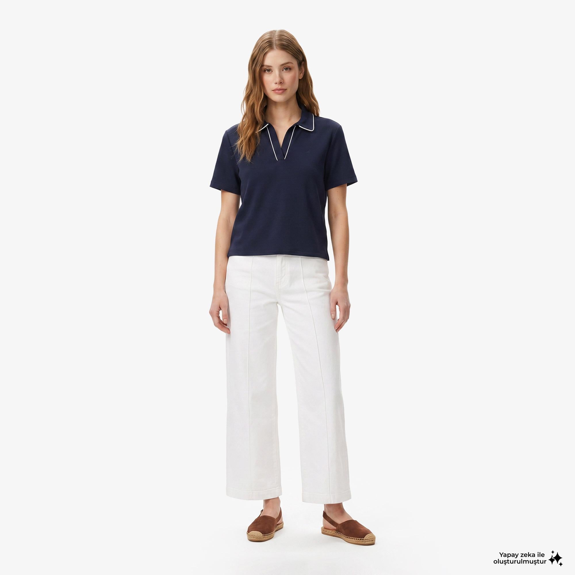 Nautica Kadın Lacivert Regular Fit Polo Yaka T-Shirt