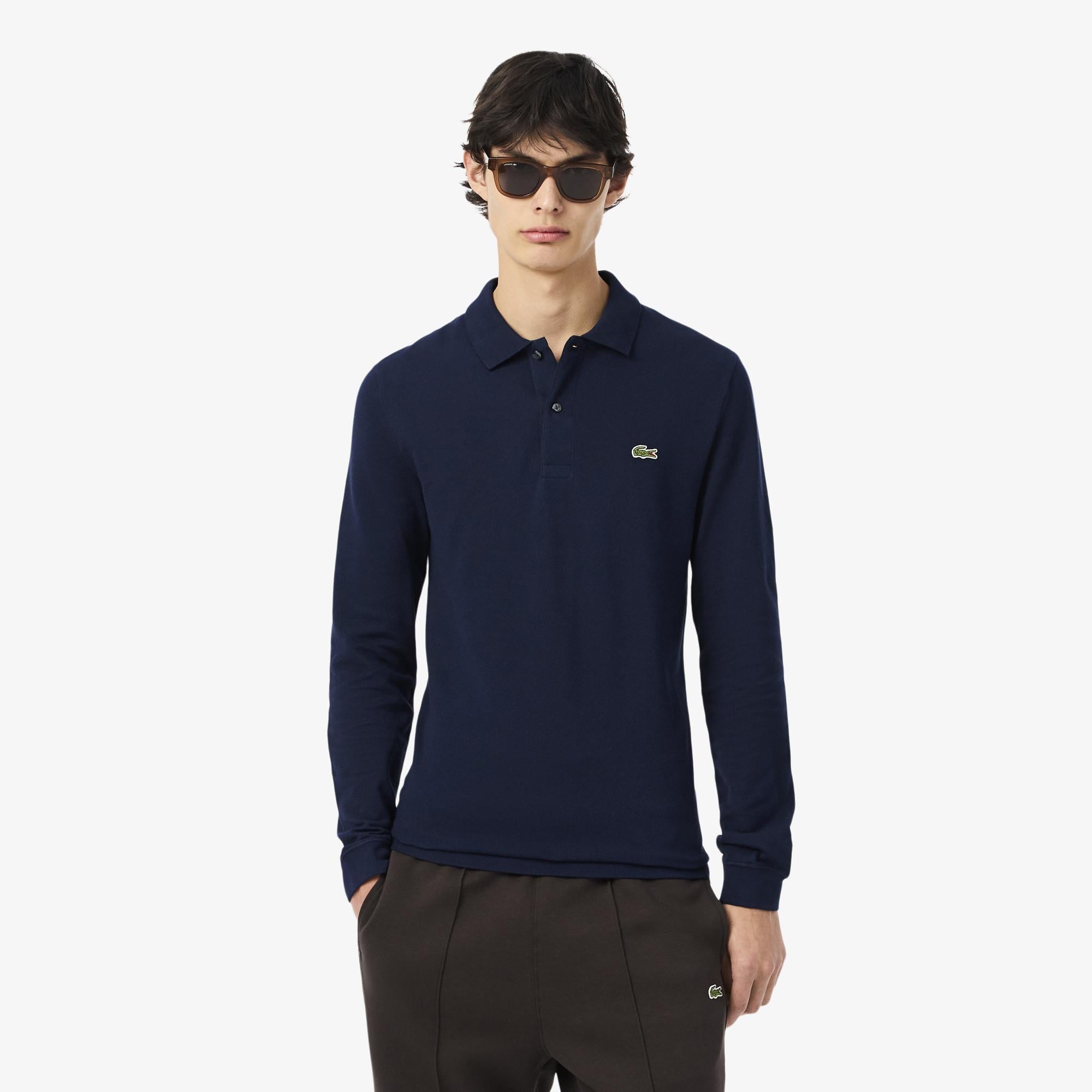 Lacoste L.12.12 Erkek Slim Fit Uzun Kollu Lacivert Polo