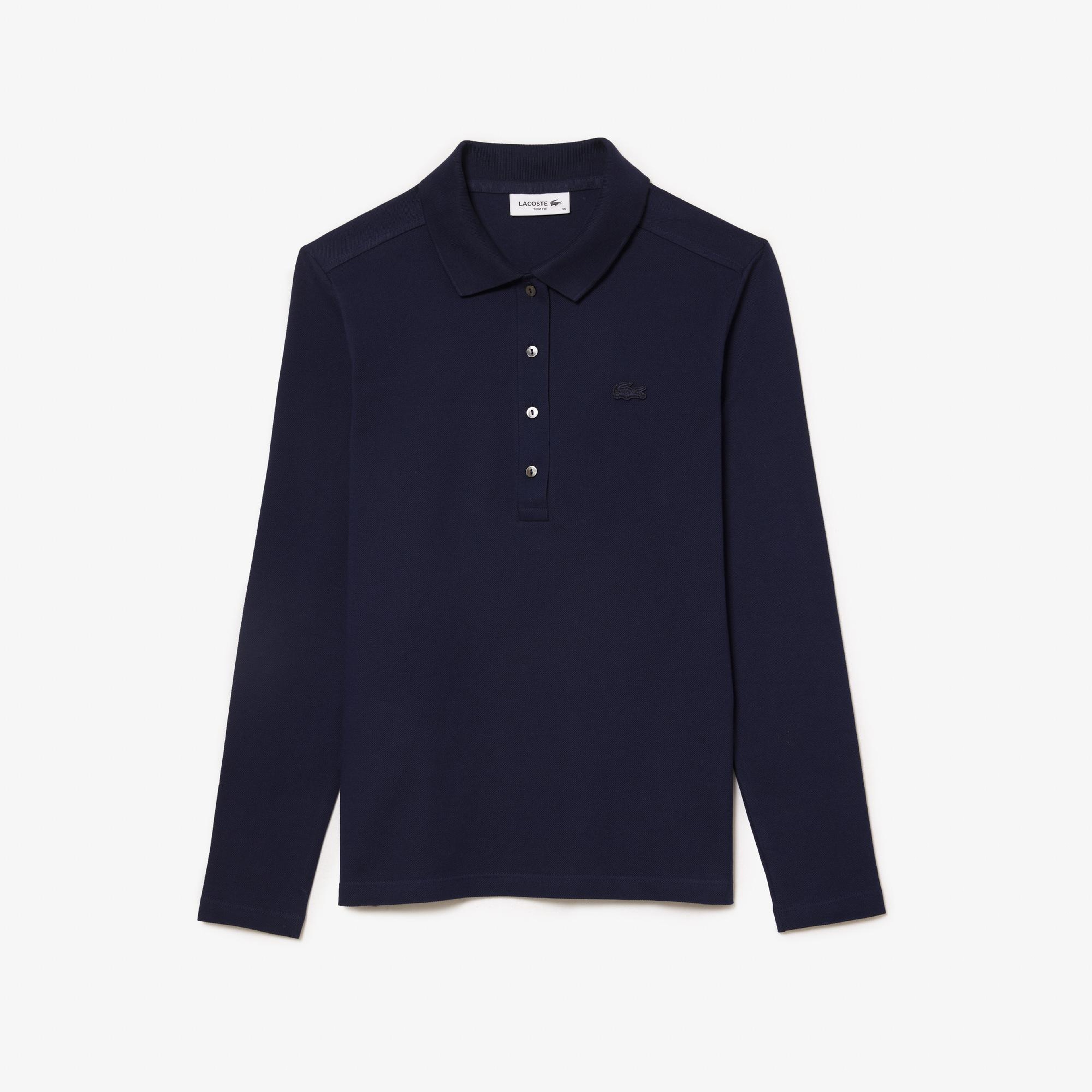 L.12.D Kadın Regular Fit Uzun Kollu Lacivert Polo