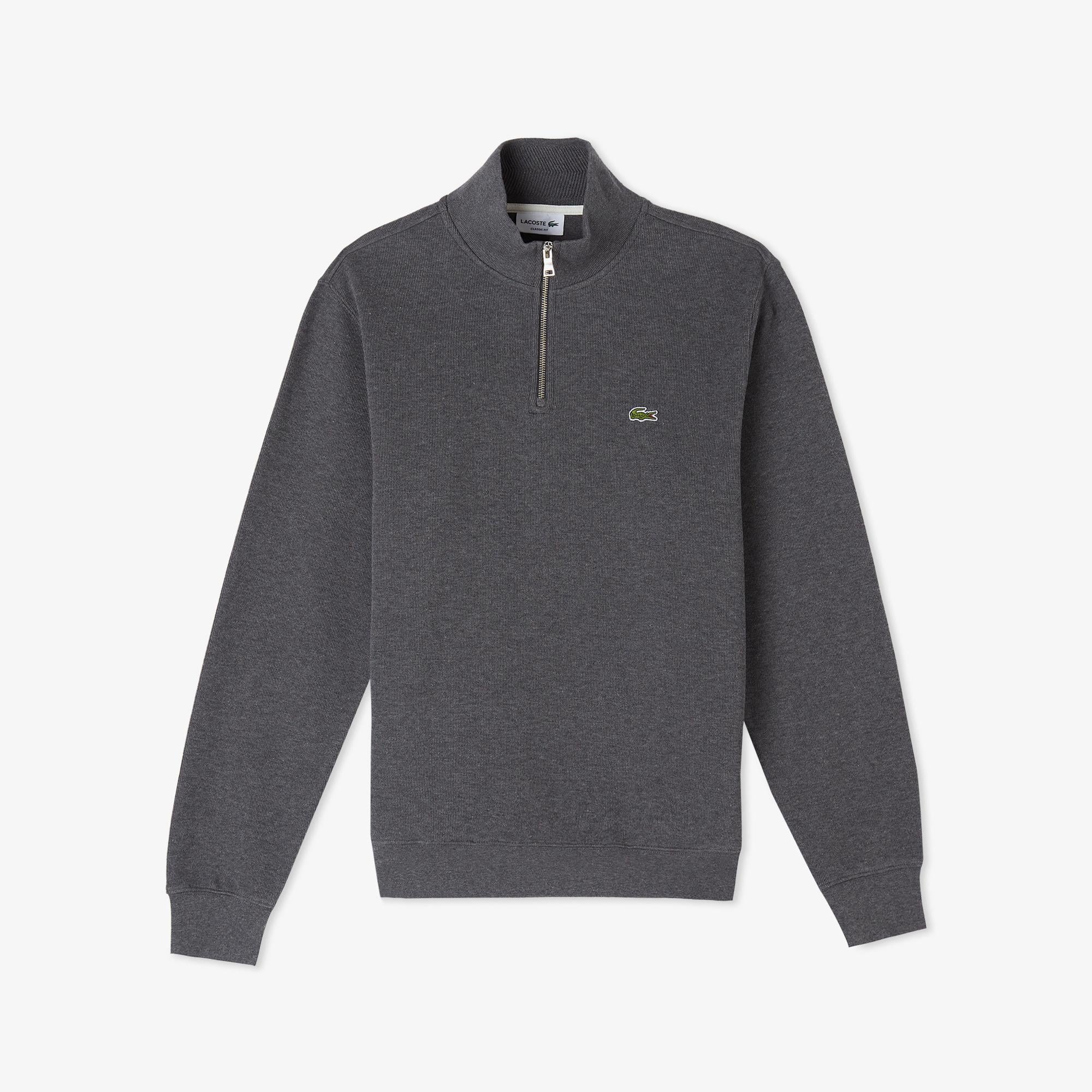 Lacoste Erkek Classic Fit Yarım Fermuarlı Gri Sweatshirt