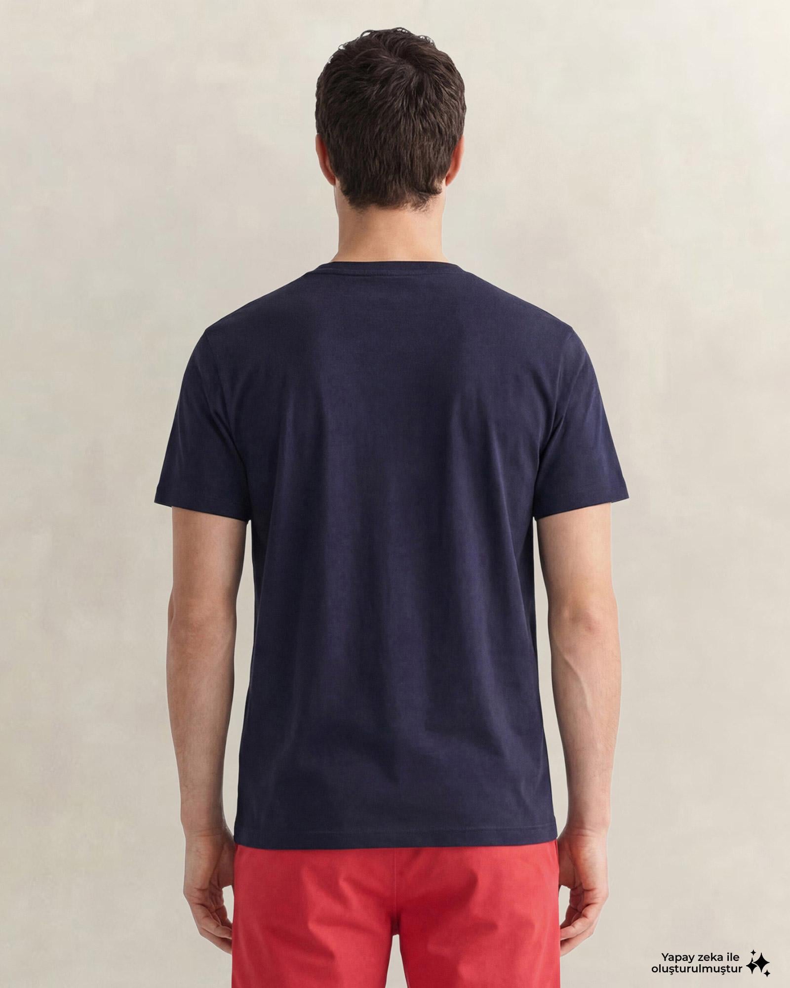 GANT Erkek Lacivert Kısa Kollu T-Shirt