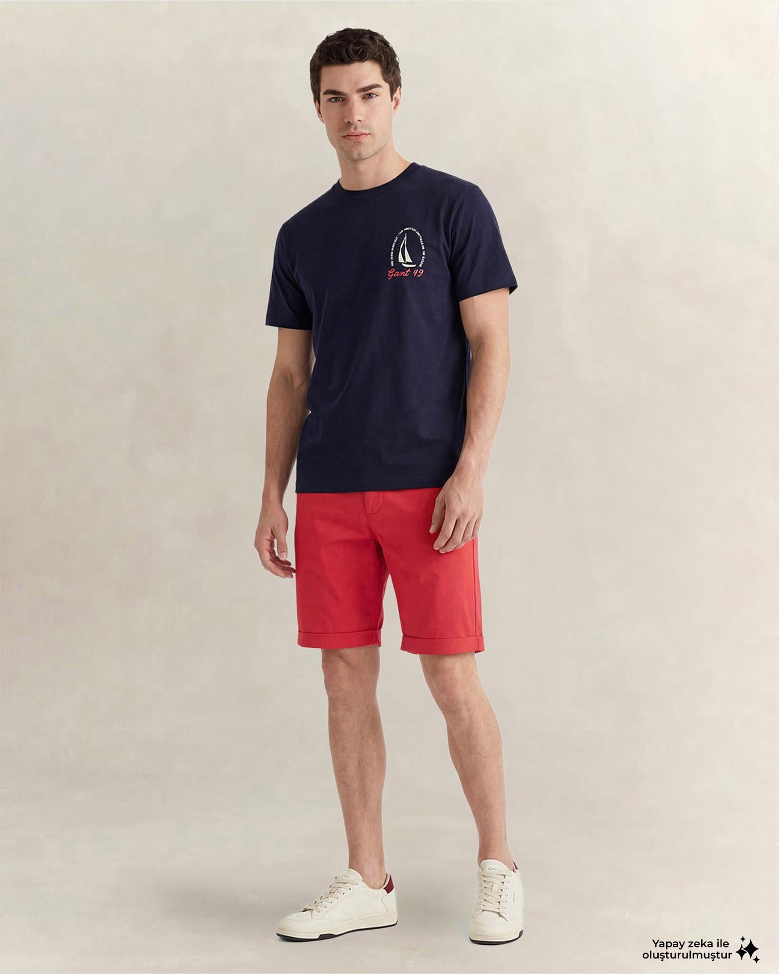 GANT Erkek Lacivert Kısa Kollu T-Shirt