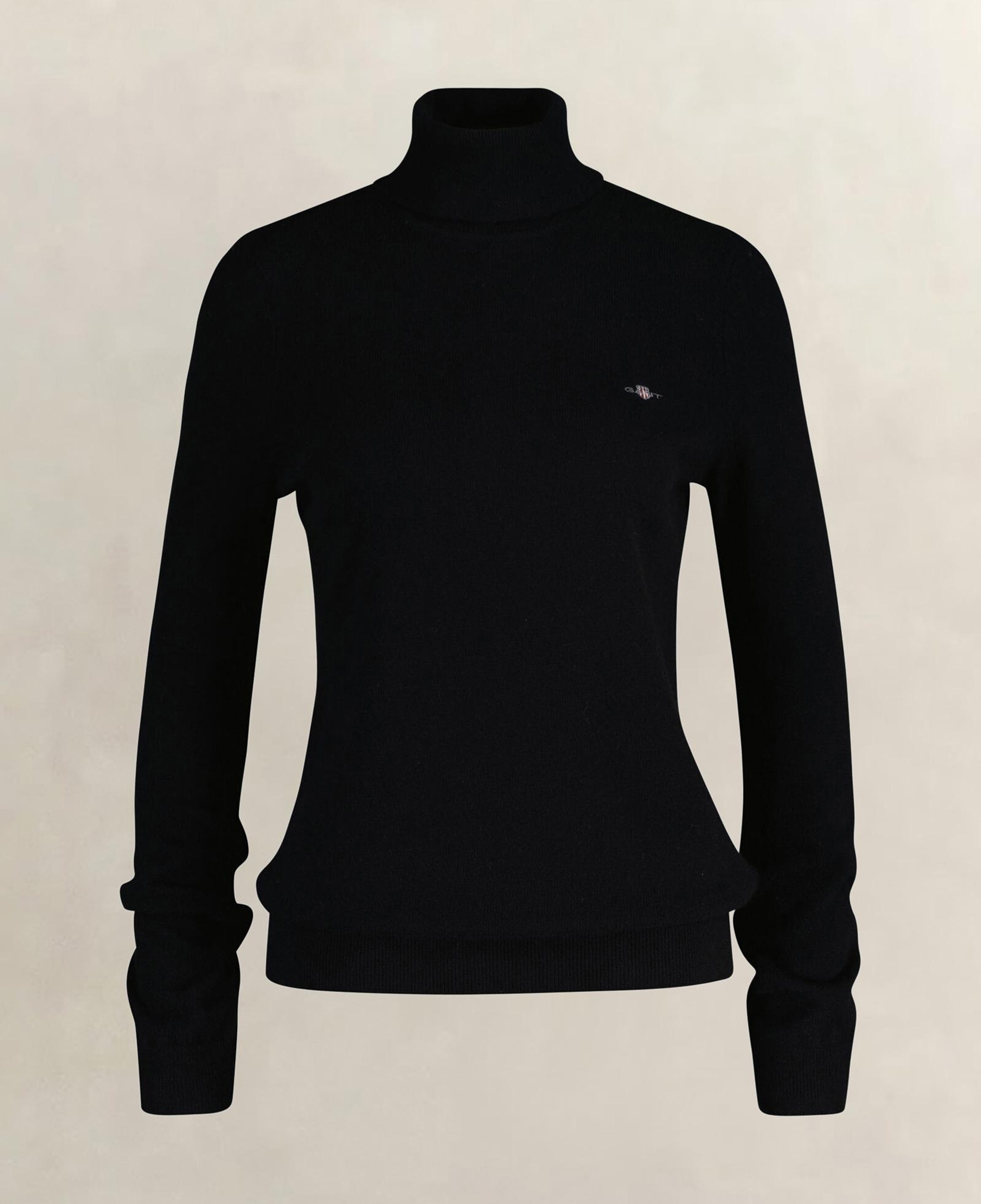 GANT Kadın Siyah Regular Fit Boğazlı Yaka Yün Kazak