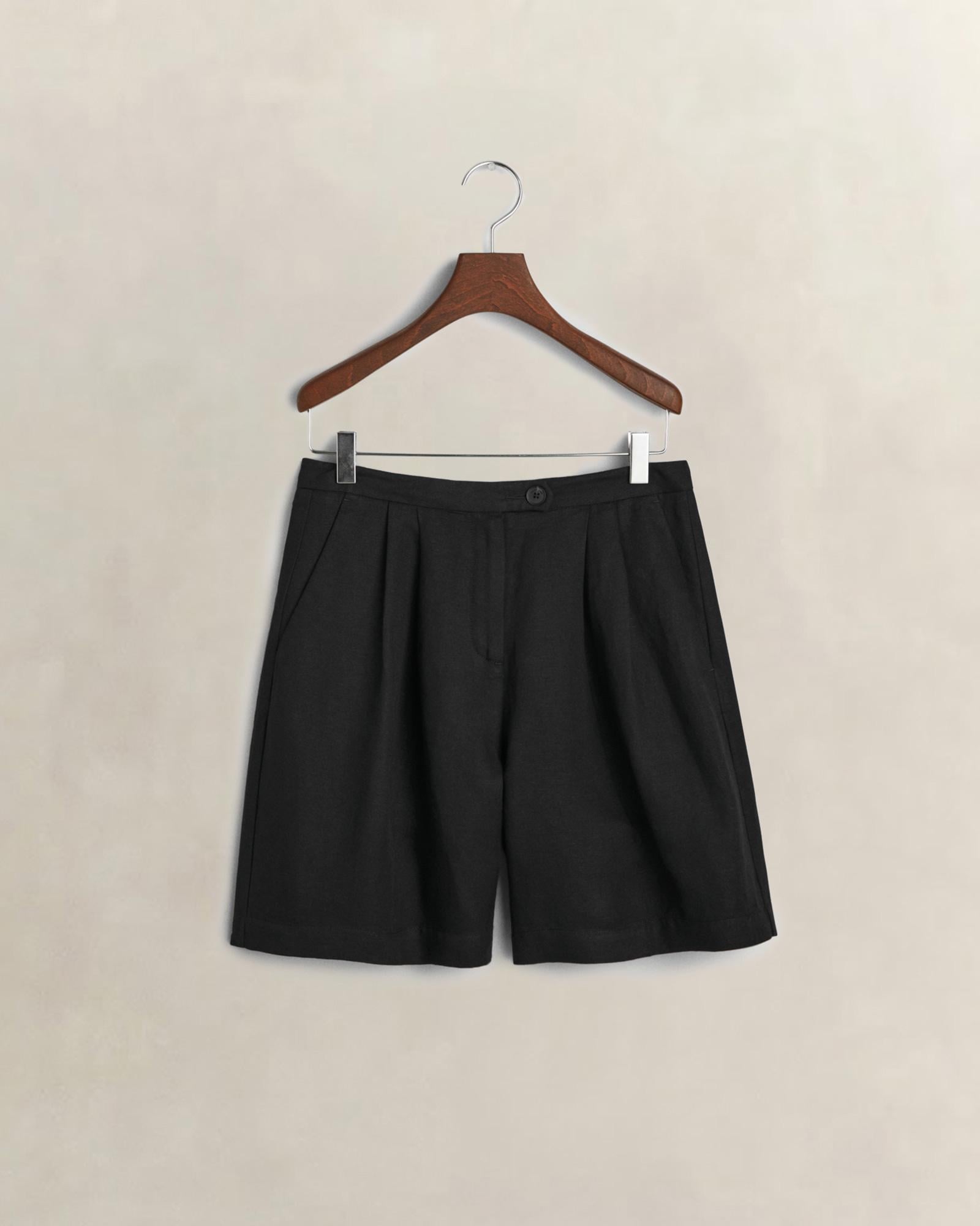 GANT Kadın Siyah Relaxed Fit Keten Şort