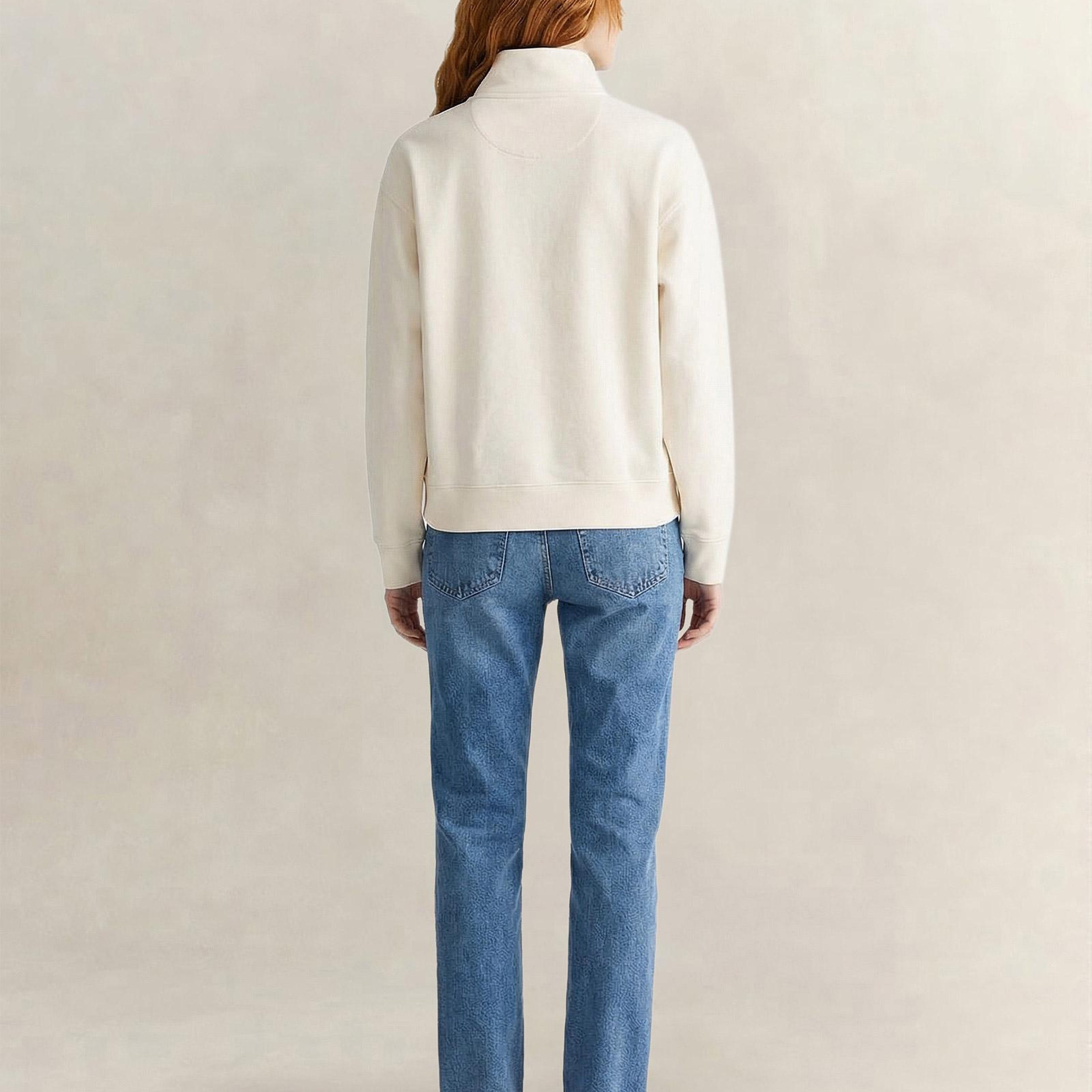 GANT Kadın Krem Yarım Fermuarlı Sweatshirt