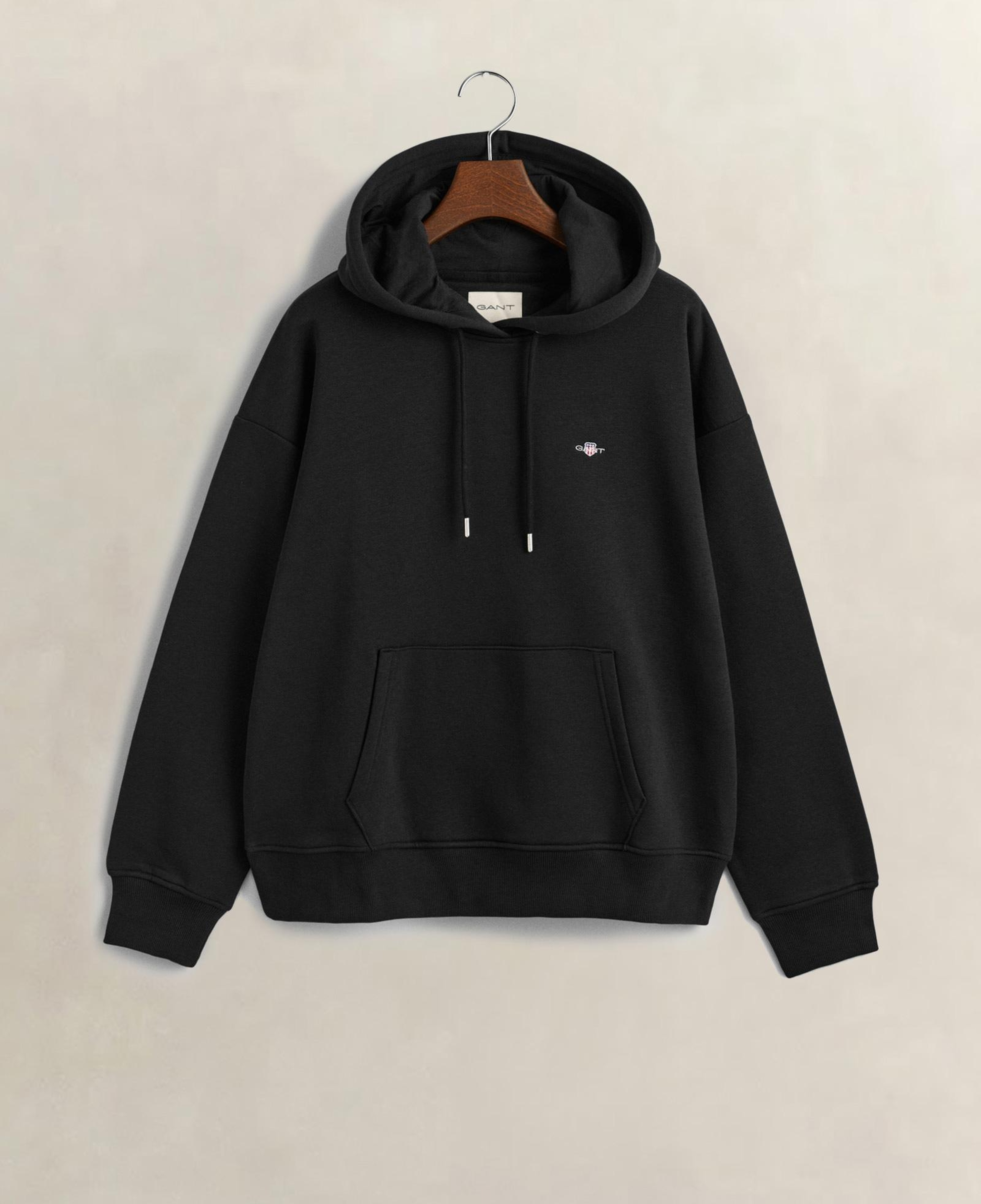 GANT Kadın Siyah Relaxed Fit Kapüşonlu Sweatshirt