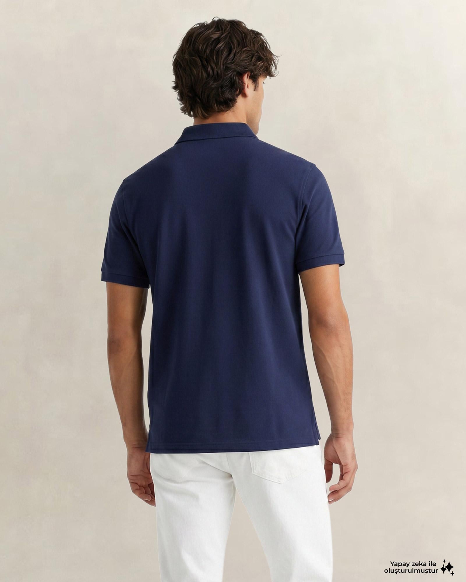 GANT Erkek Lacivert Regular Fit Yarım Fermuarlı Polo Yaka T-Shirt