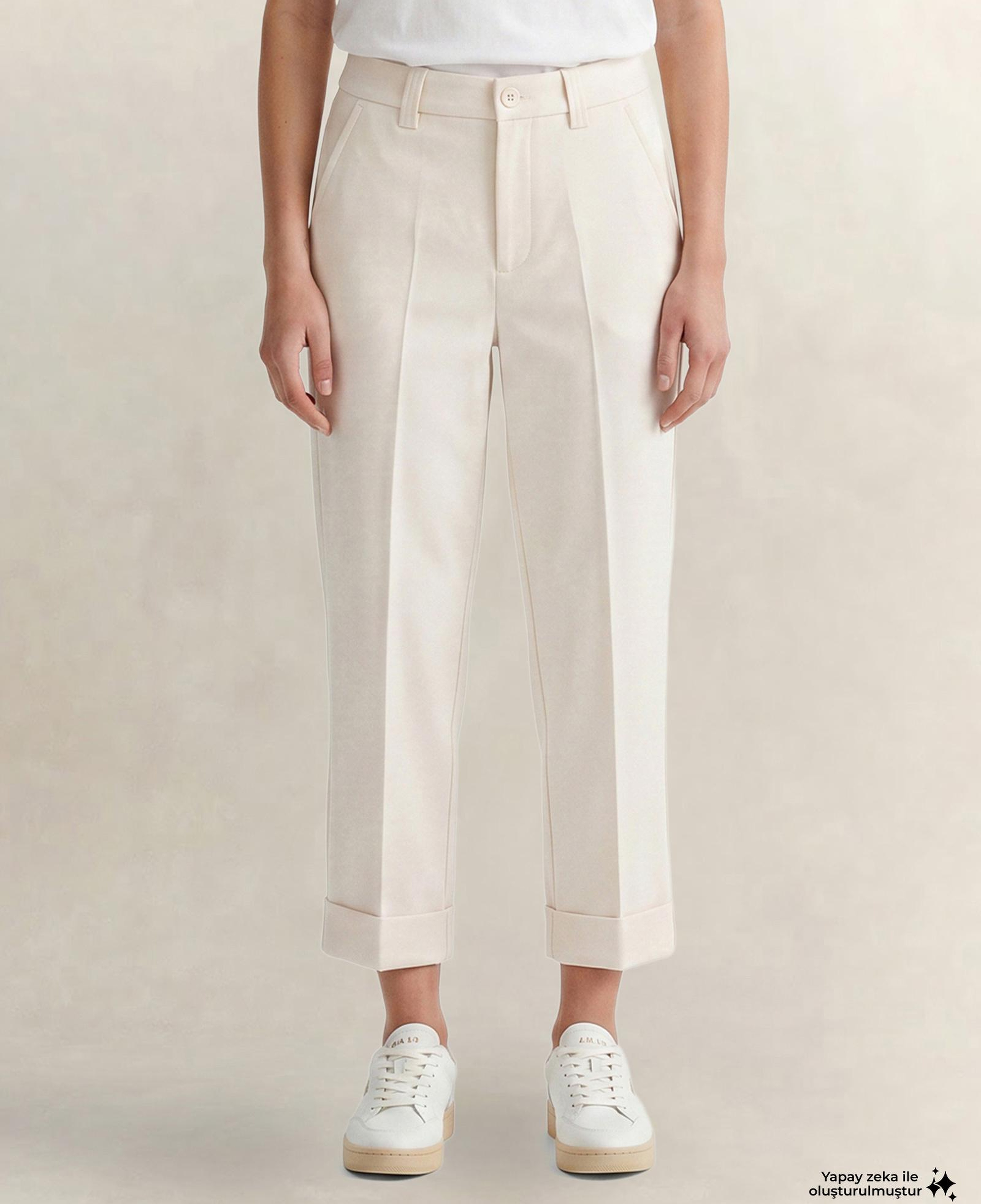 GANT Kadın Krem Regular Fit Pantolon