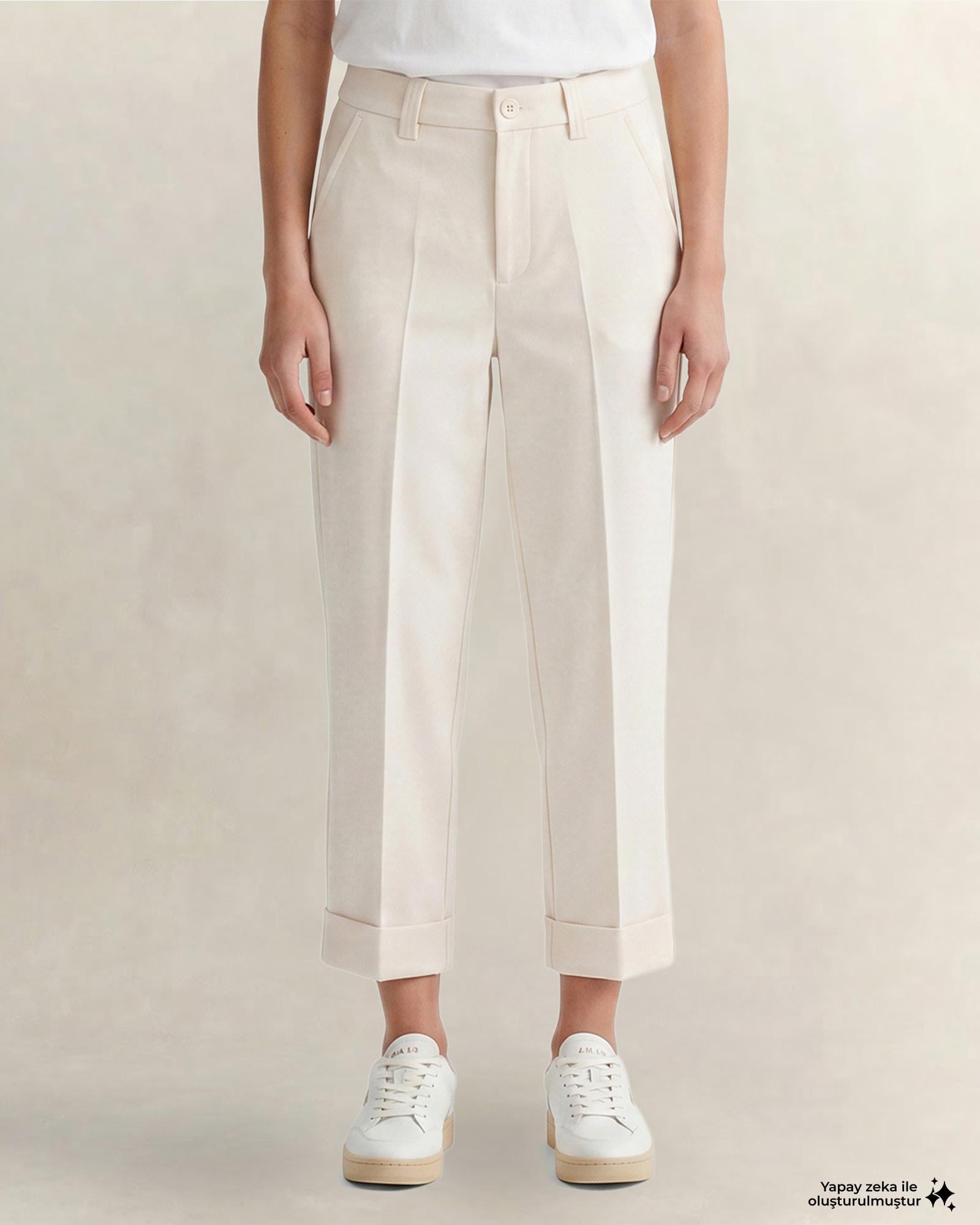 GANT Kadın Krem Regular Fit Pantolon