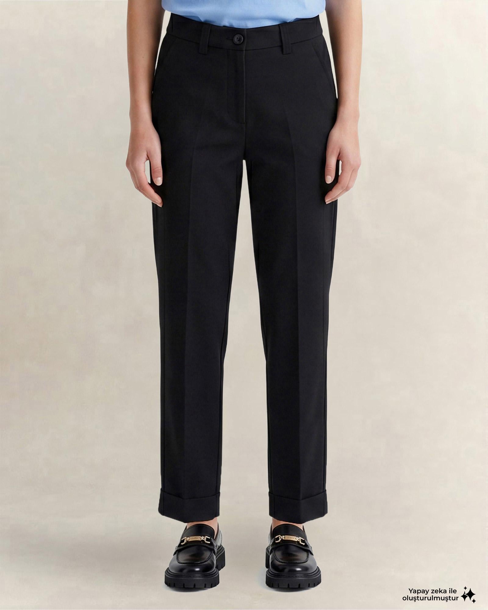 GANT Kadın Siyah Regular Fit Pantolon
