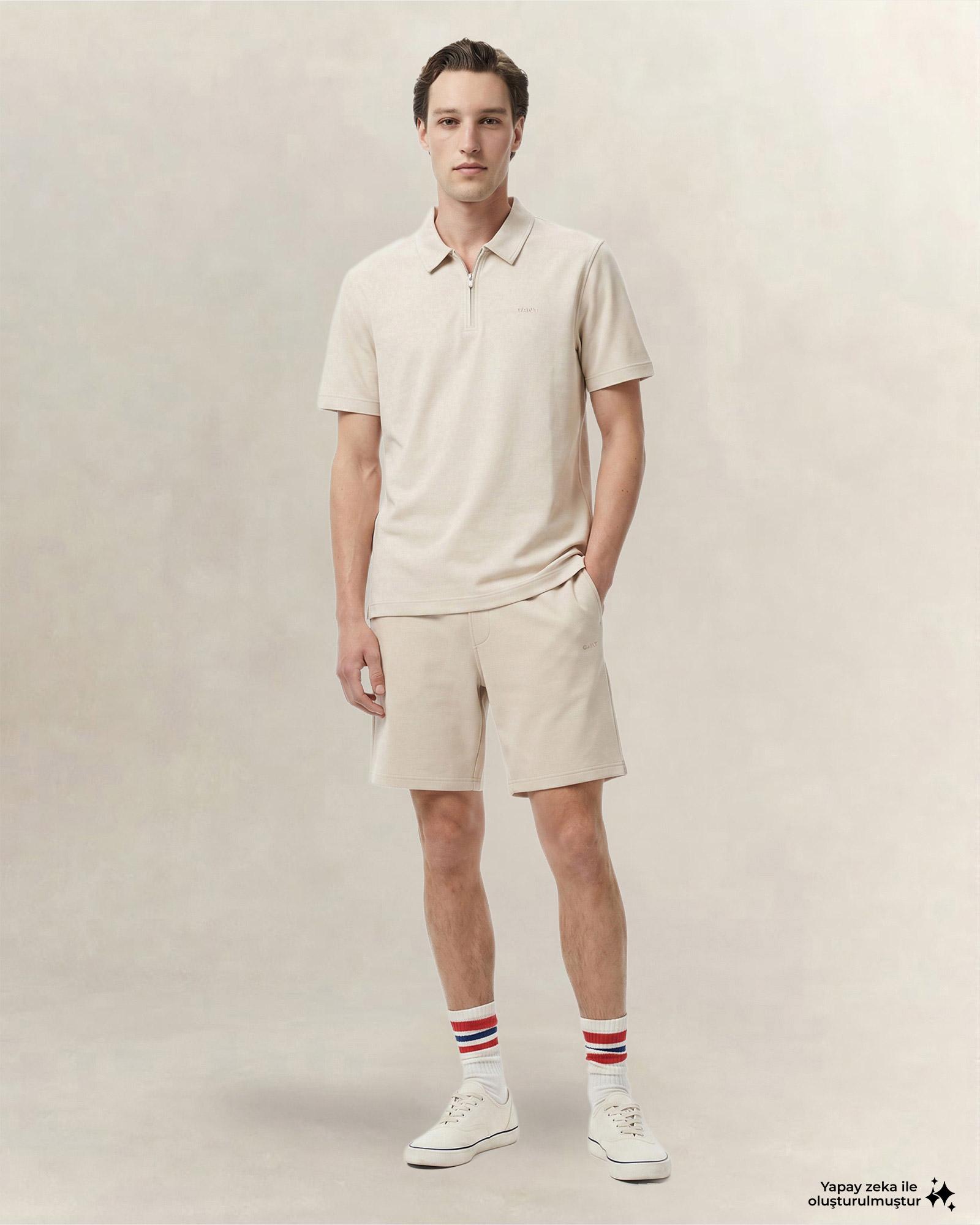 GANT Erkek Bej Relaxed Fit Polo Yaka T-Shirt