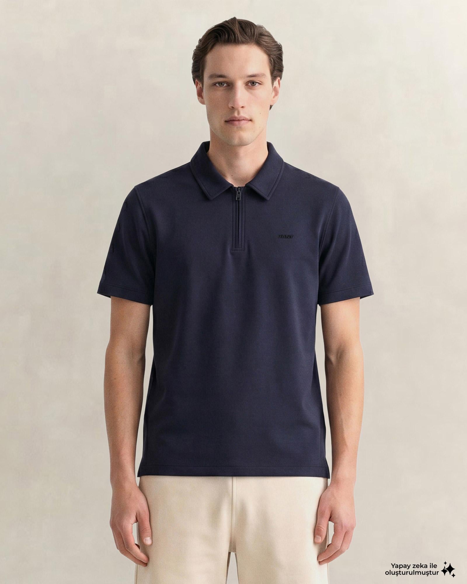 GANT Erkek Lacivert Relaxed Fit Polo Yaka T-Shirt