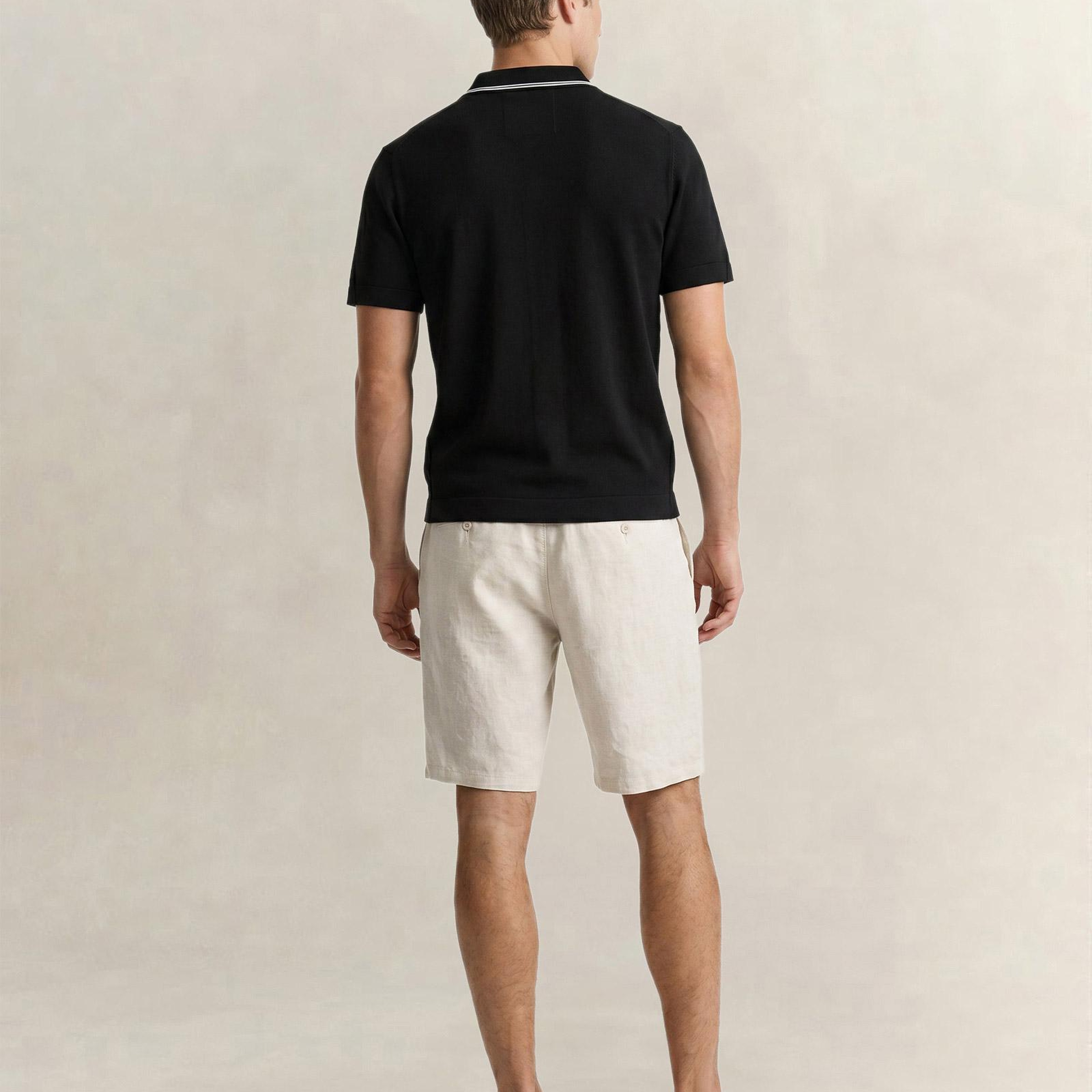 GANT Erkek Siyah Regular Fit Kısa Kollu Resort Yaka Gömlek