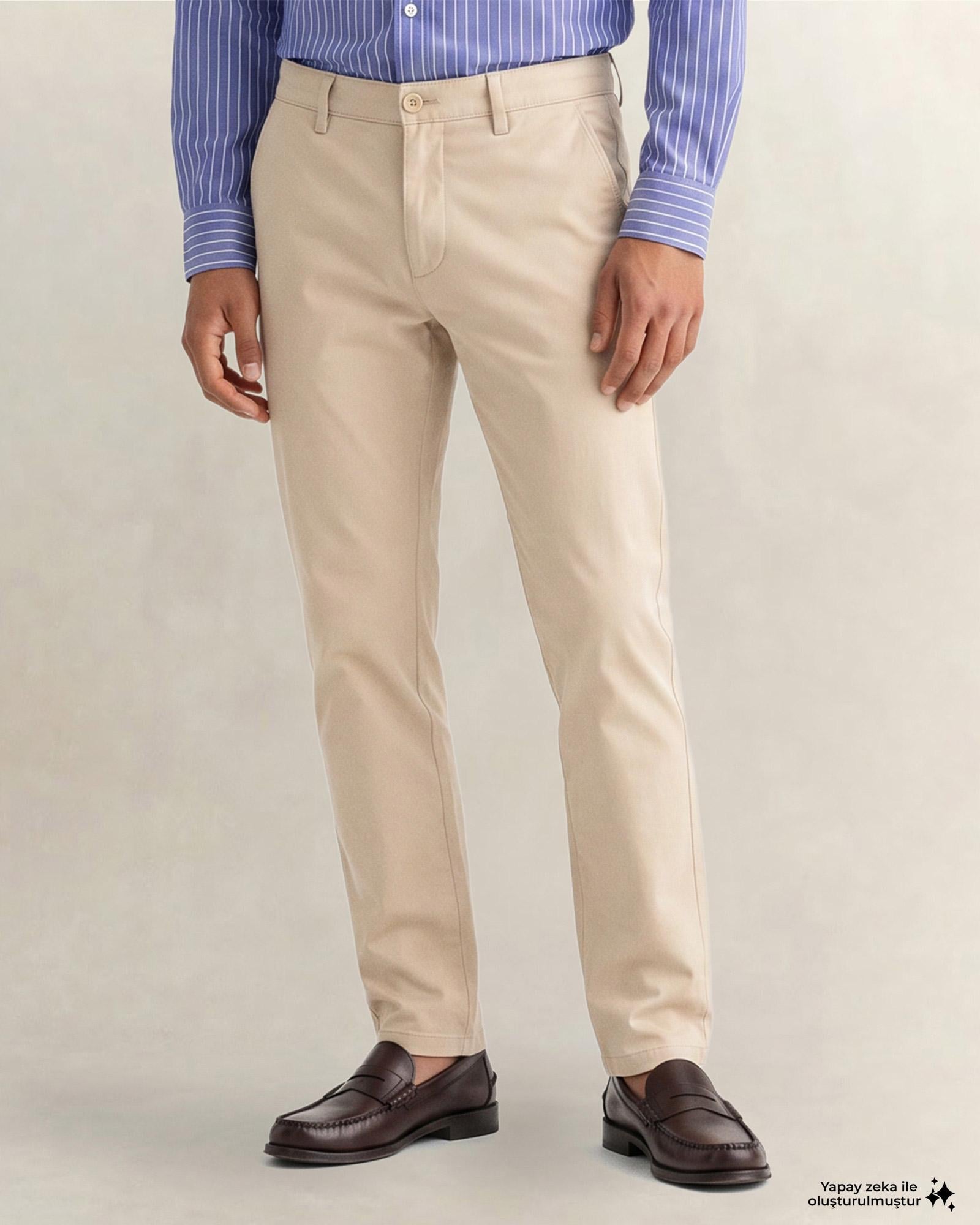 GANT Erkek Krem Slim Fit Pantolon