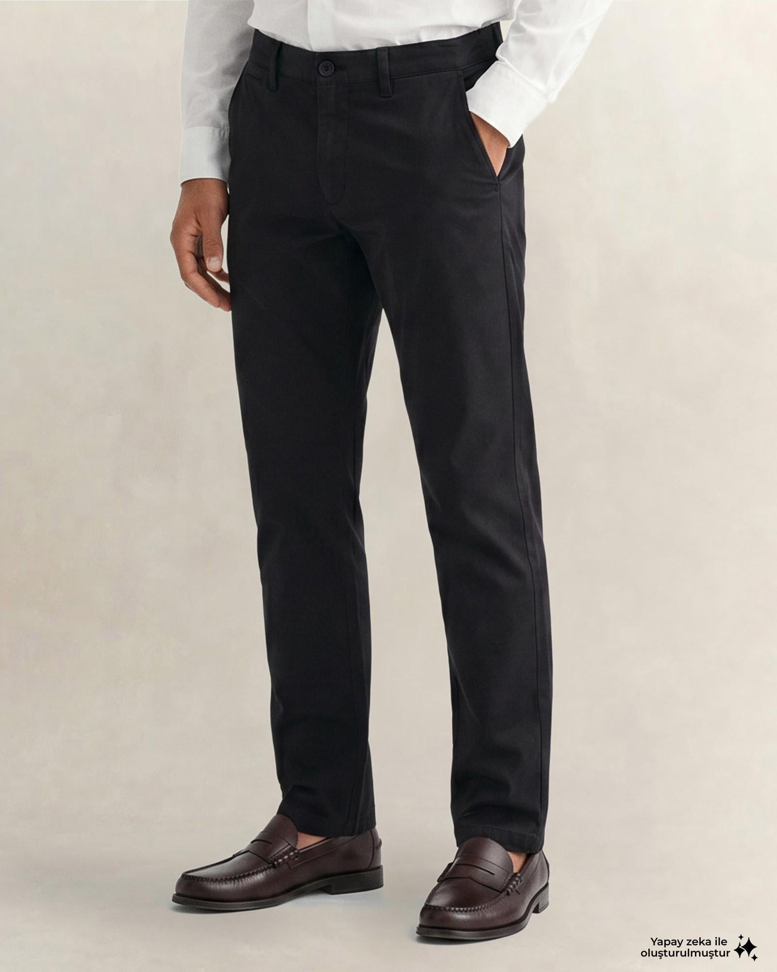 GANT Erkek Siyah Slim Fit Pantolon
