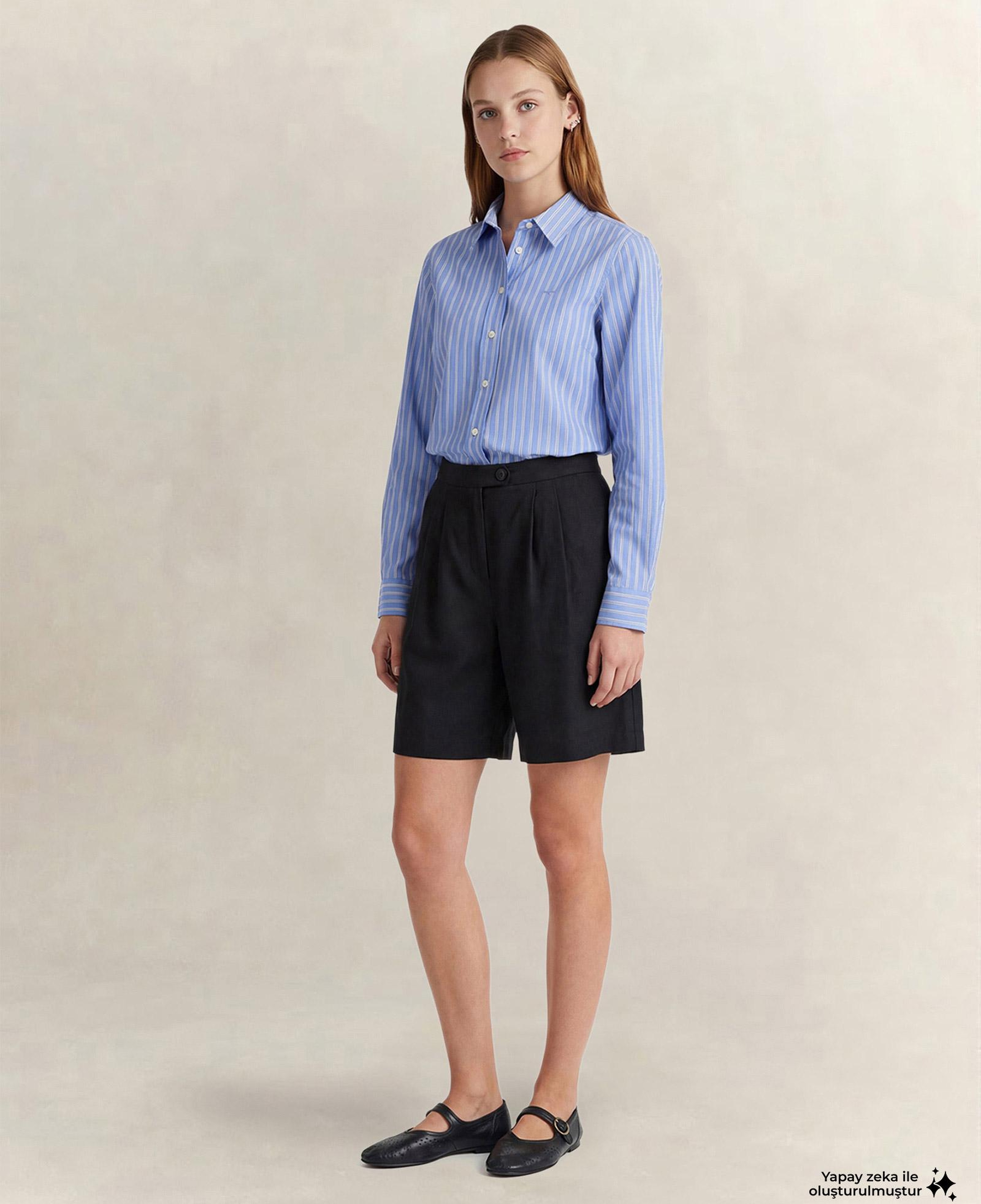 GANT Kadın Mavi Regular Fit Çizgili Gömlek
