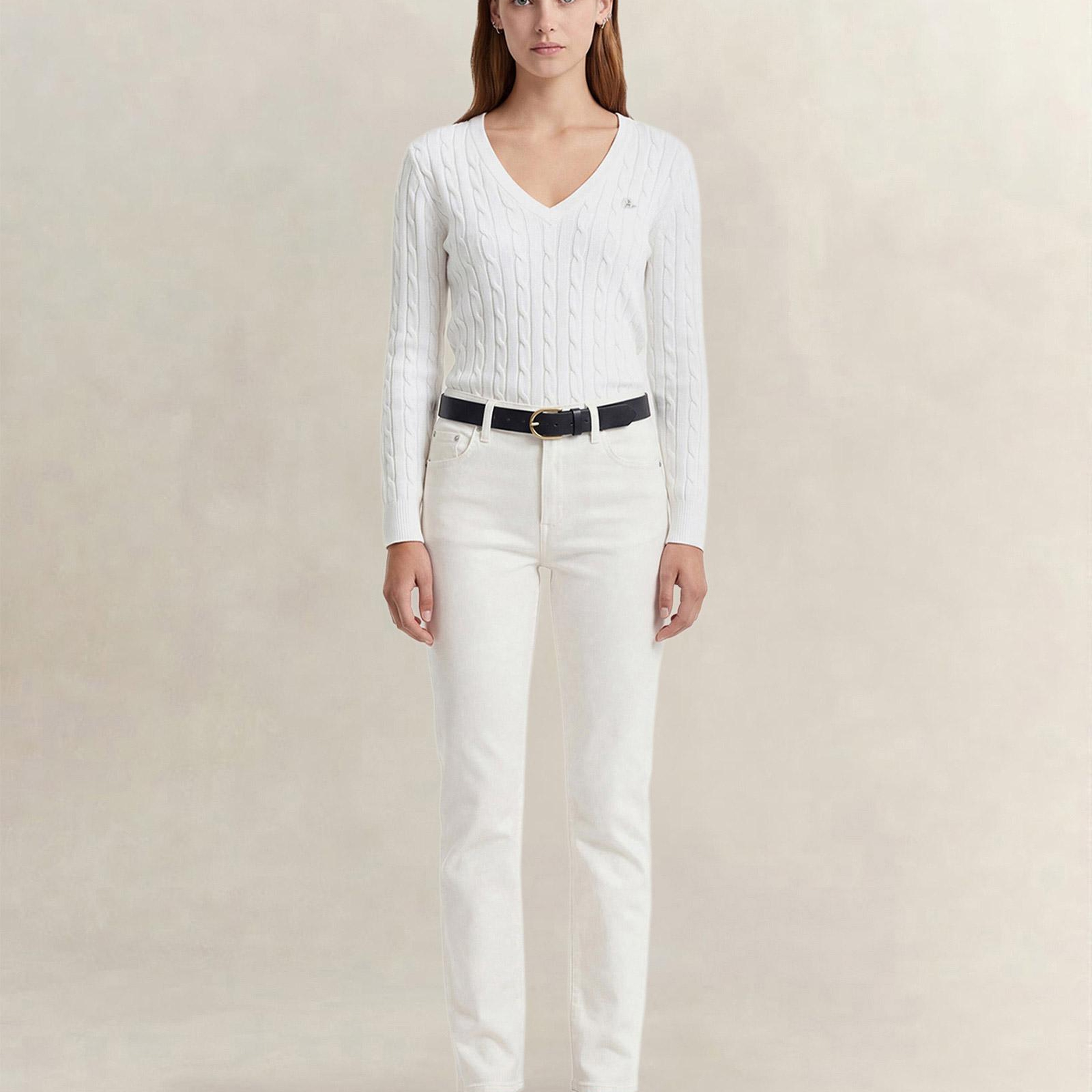 GANT Kadın Beyaz Regular Fit Jean