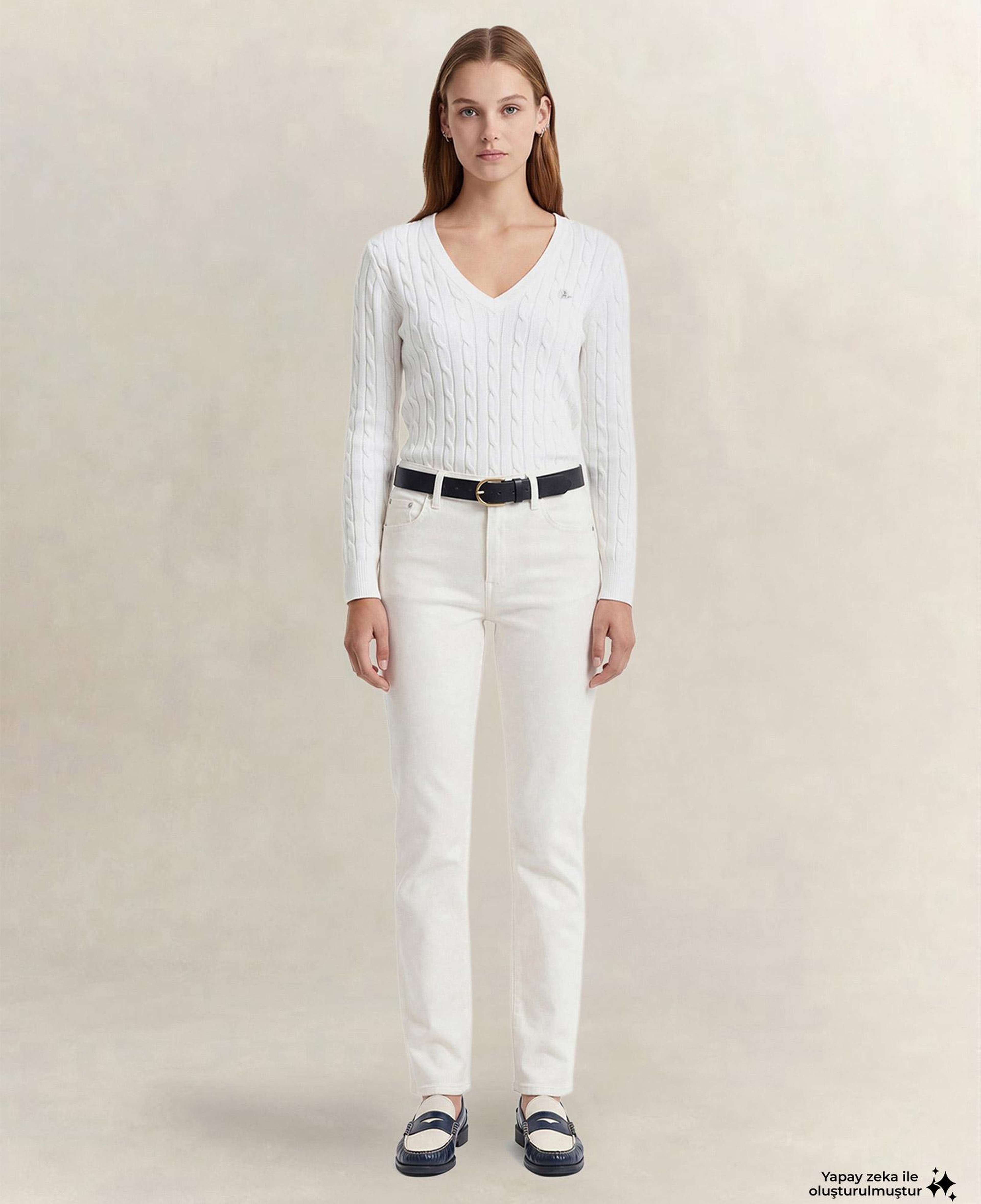 GANT Kadın Beyaz Regular Fit Jean