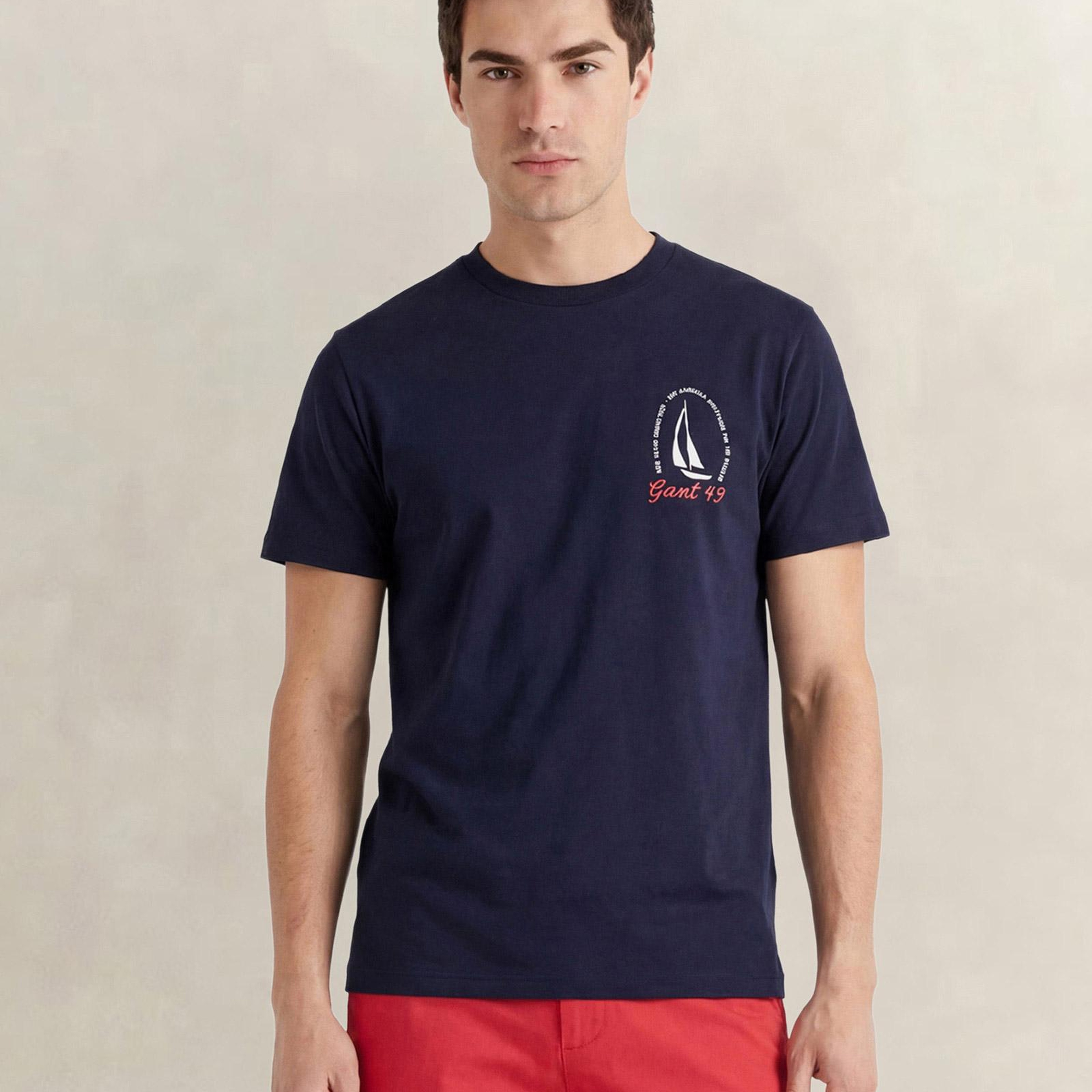 GANT Erkek Lacivert Kısa Kollu T-Shirt